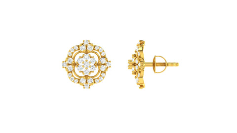 22k Yellow Cubic Zirconia Studs Fancy Earrings with gold weight of 4.82g