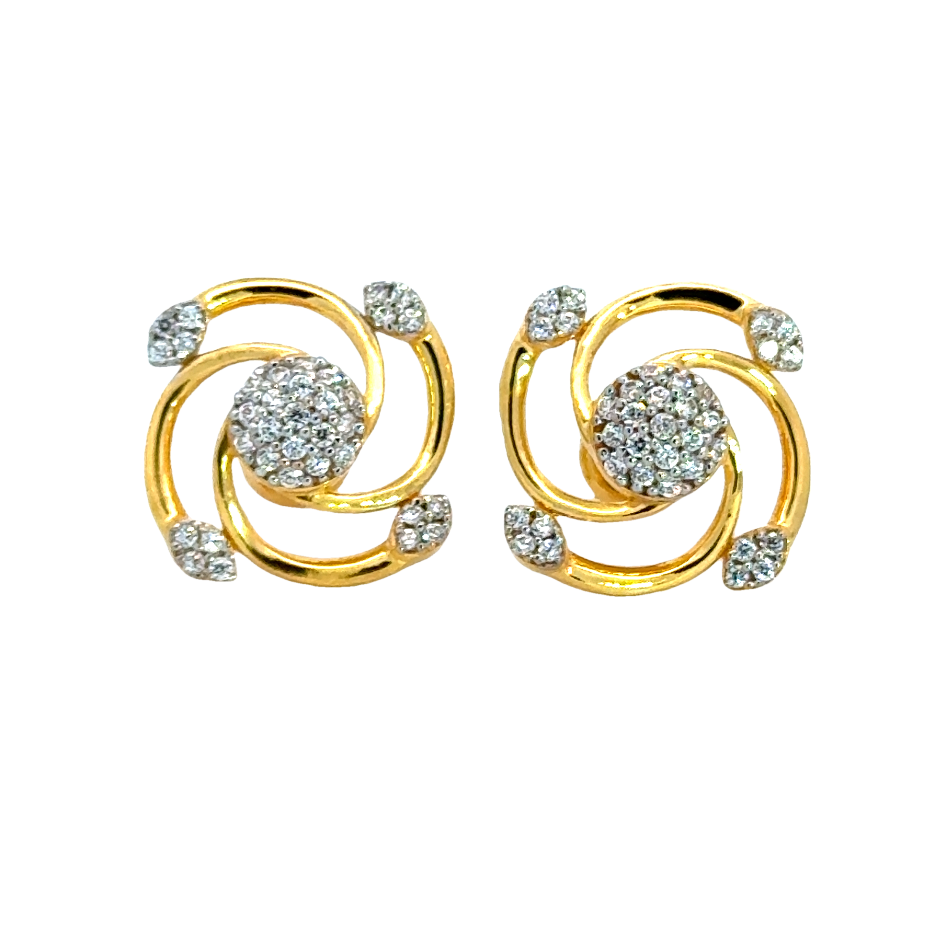 22k Yellow Cubic Zirconia Fancy Earrings with gold weight of 6.34g