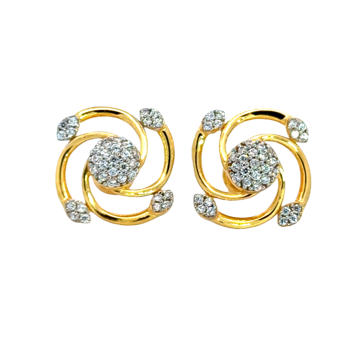 22k Yellow Cubic Zirconia Fancy Earrings with gold weight of 6.34g