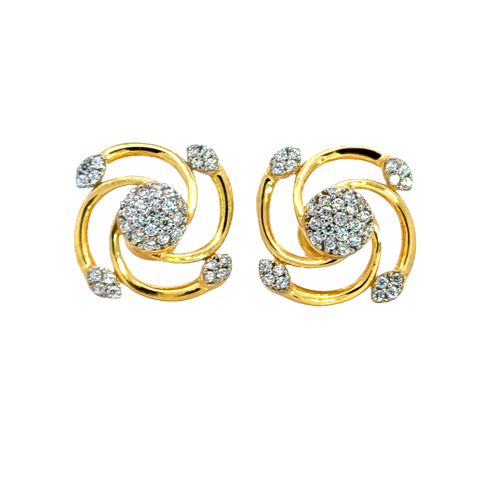 22k Yellow Cubic Zirconia Fancy Earrings with gold weight of 6.34g