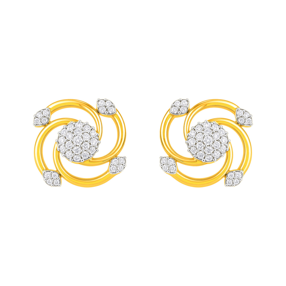 22k Yellow Cubic Zirconia Fancy Earrings with gold weight of 6.34g