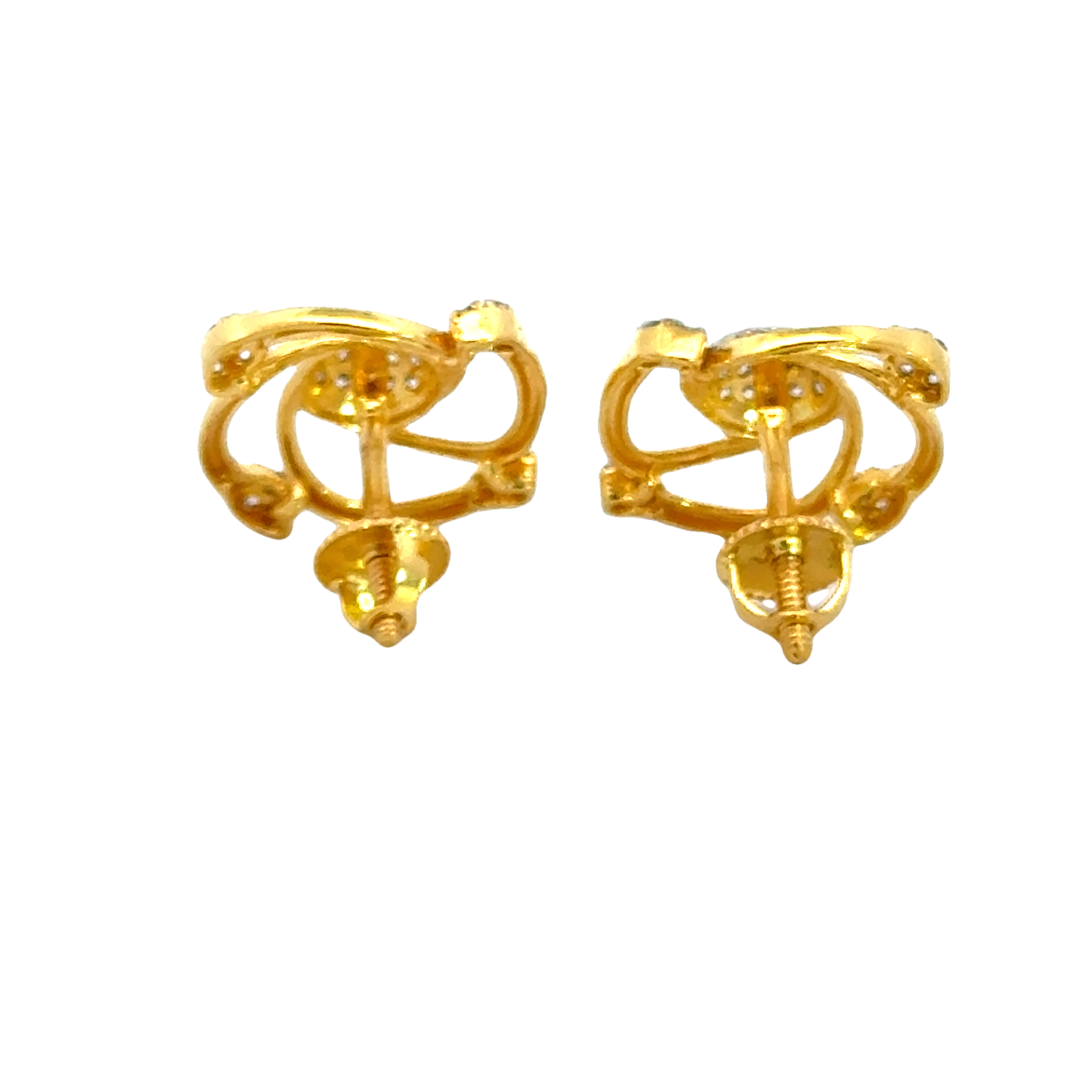 22k Yellow Cubic Zirconia Fancy Earrings with gold weight of 6.34g