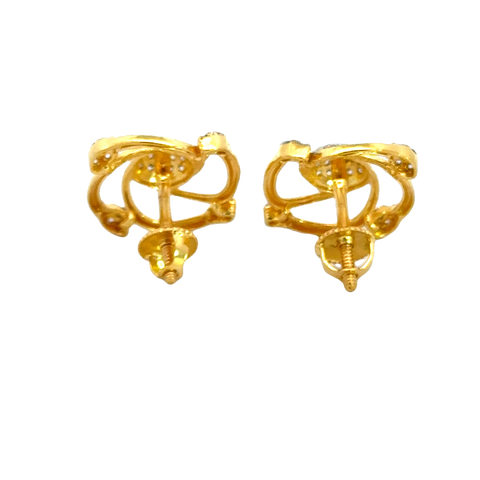 22k Yellow Cubic Zirconia Fancy Earrings with gold weight of 6.34g