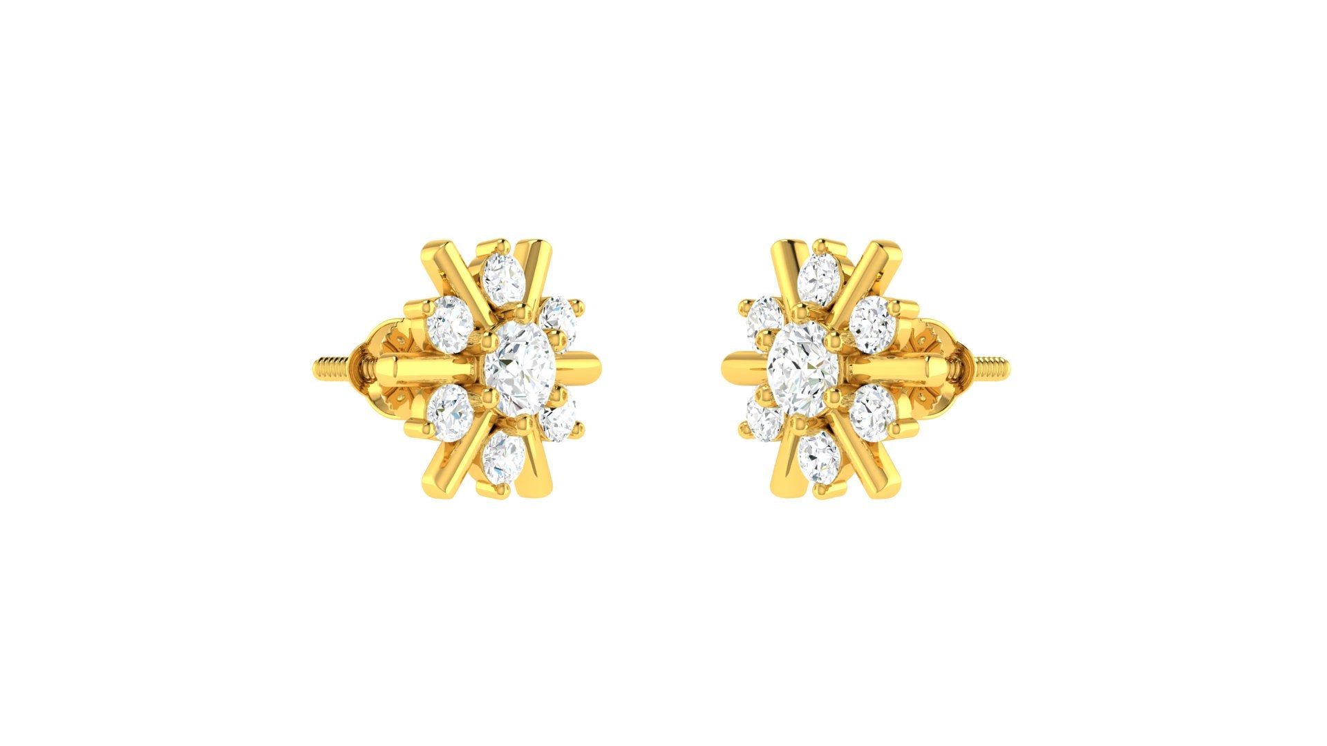 22k Yellow Cubic Zirconia Studs Fancy Earrings with gold weight of 3.01g