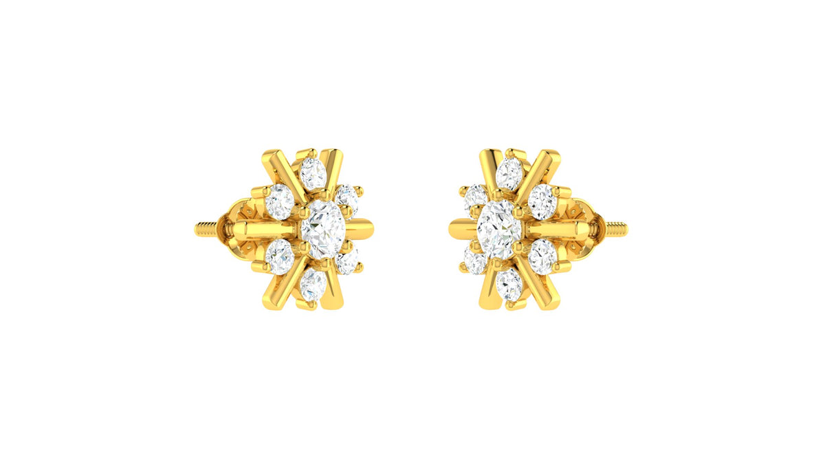 22k Yellow Cubic Zirconia Studs Fancy Earrings with gold weight of 3.01g