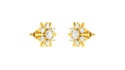 22k Yellow Cubic Zirconia Studs Fancy Earrings with gold weight of 3.01g