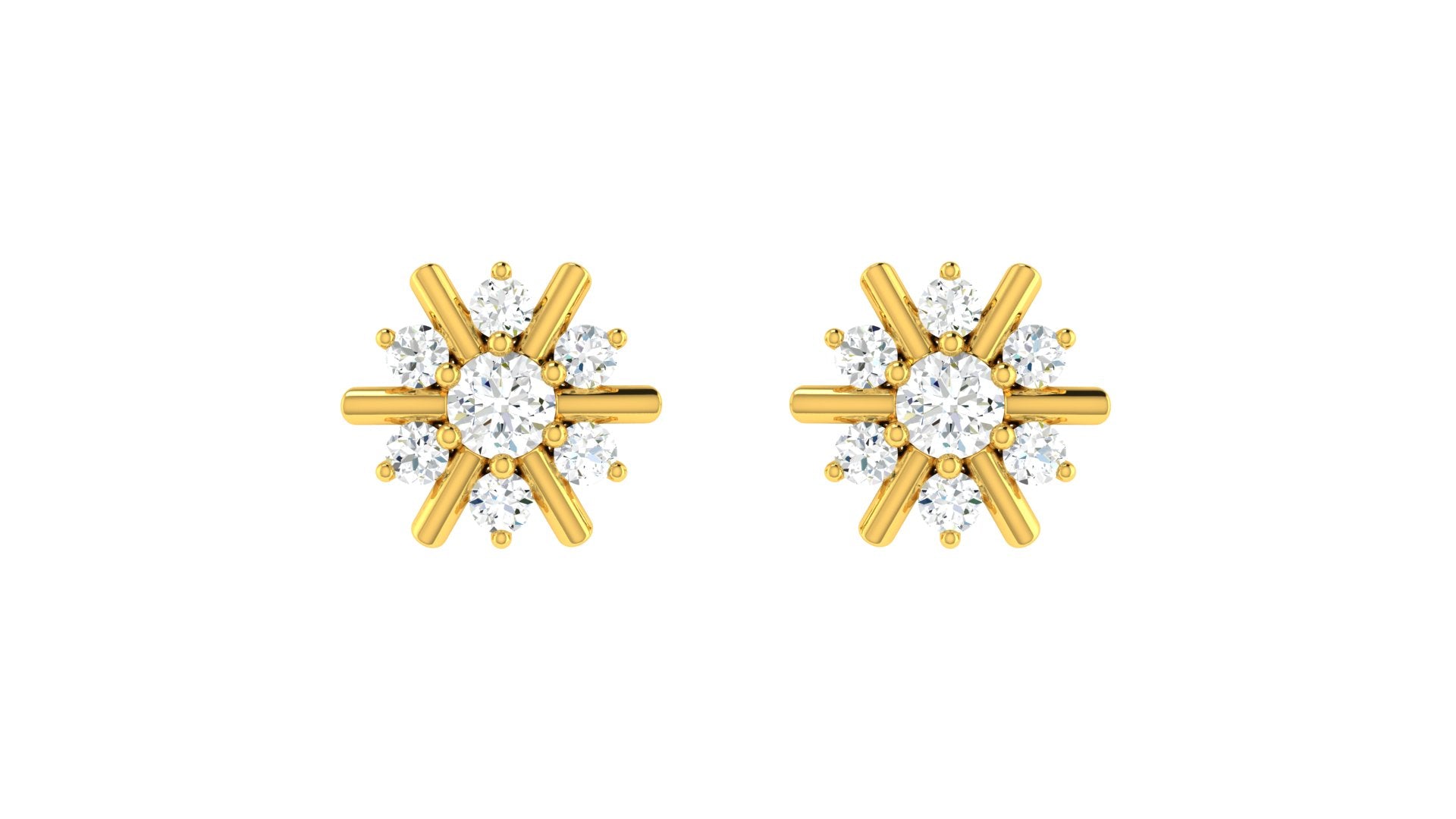 22k Yellow Cubic Zirconia Studs Fancy Earrings with gold weight of 3.01g