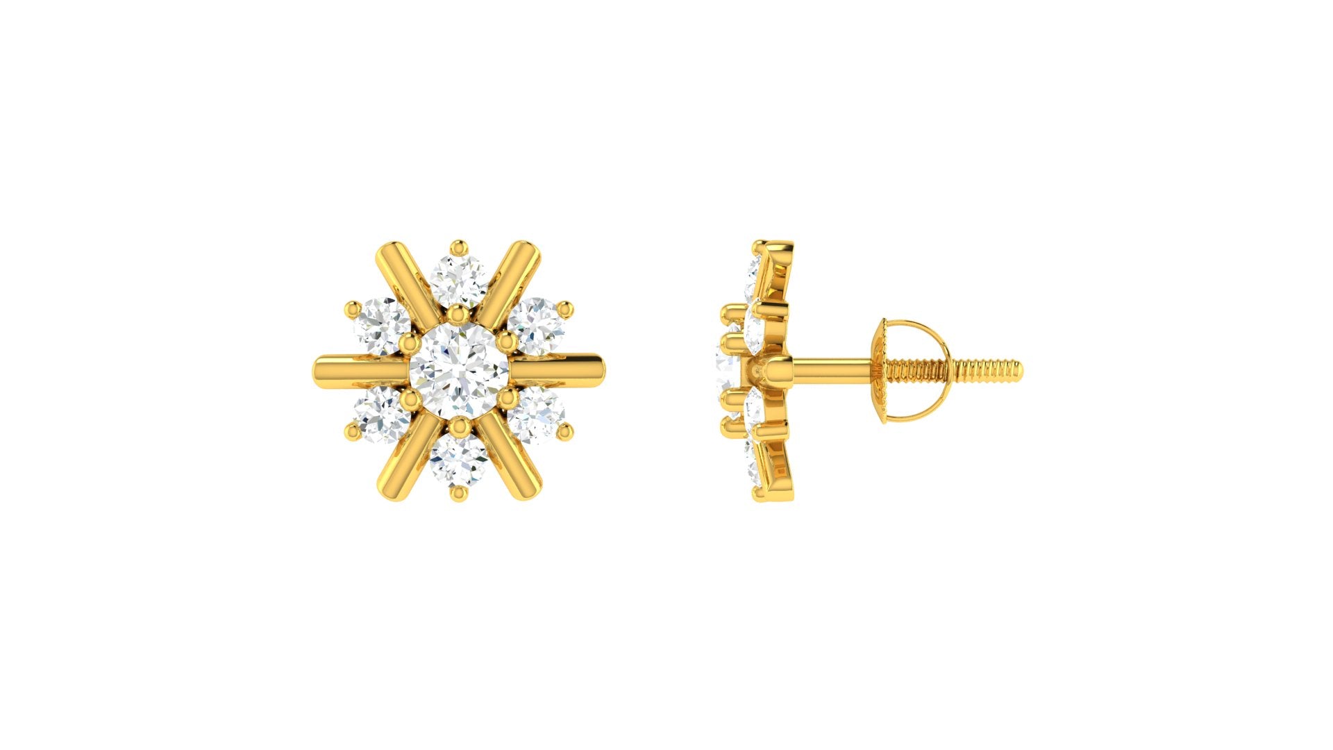 22k Yellow Cubic Zirconia Studs Fancy Earrings with gold weight of 3.01g