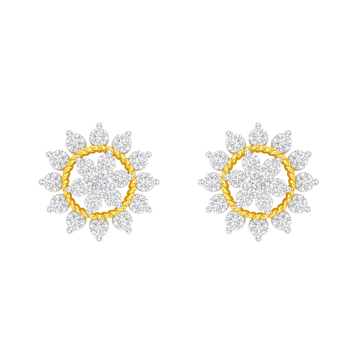 22k Yellow Cubic Zirconia Studs Antique Earrings with gold weight of 5.36g