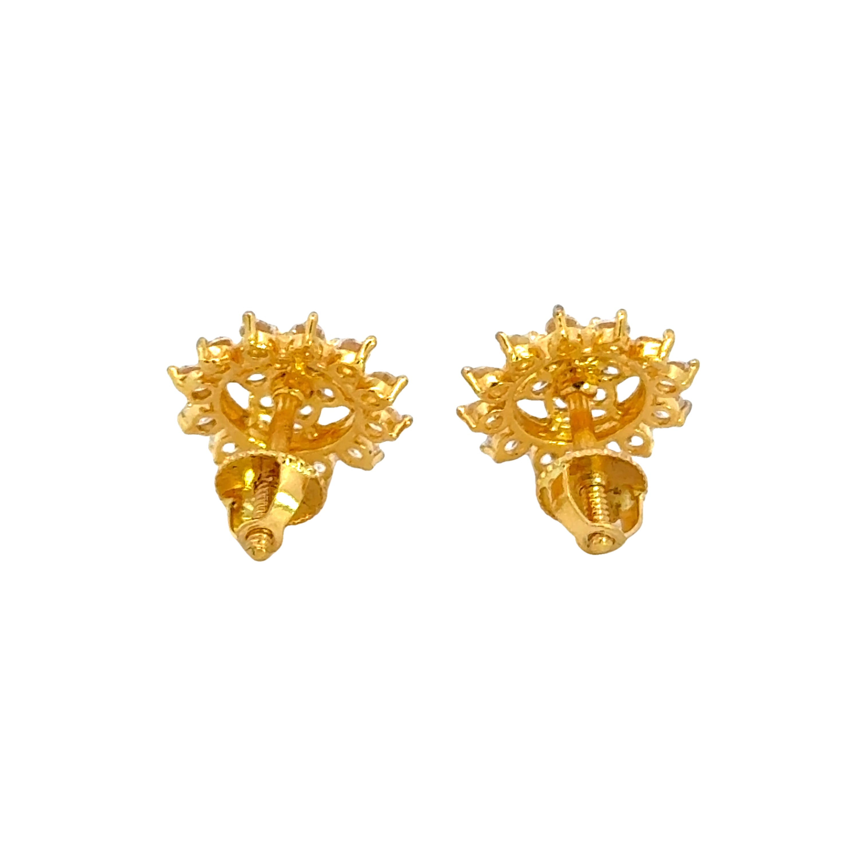 22k Yellow Cubic Zirconia Studs Antique Earrings with gold weight of 5.36g