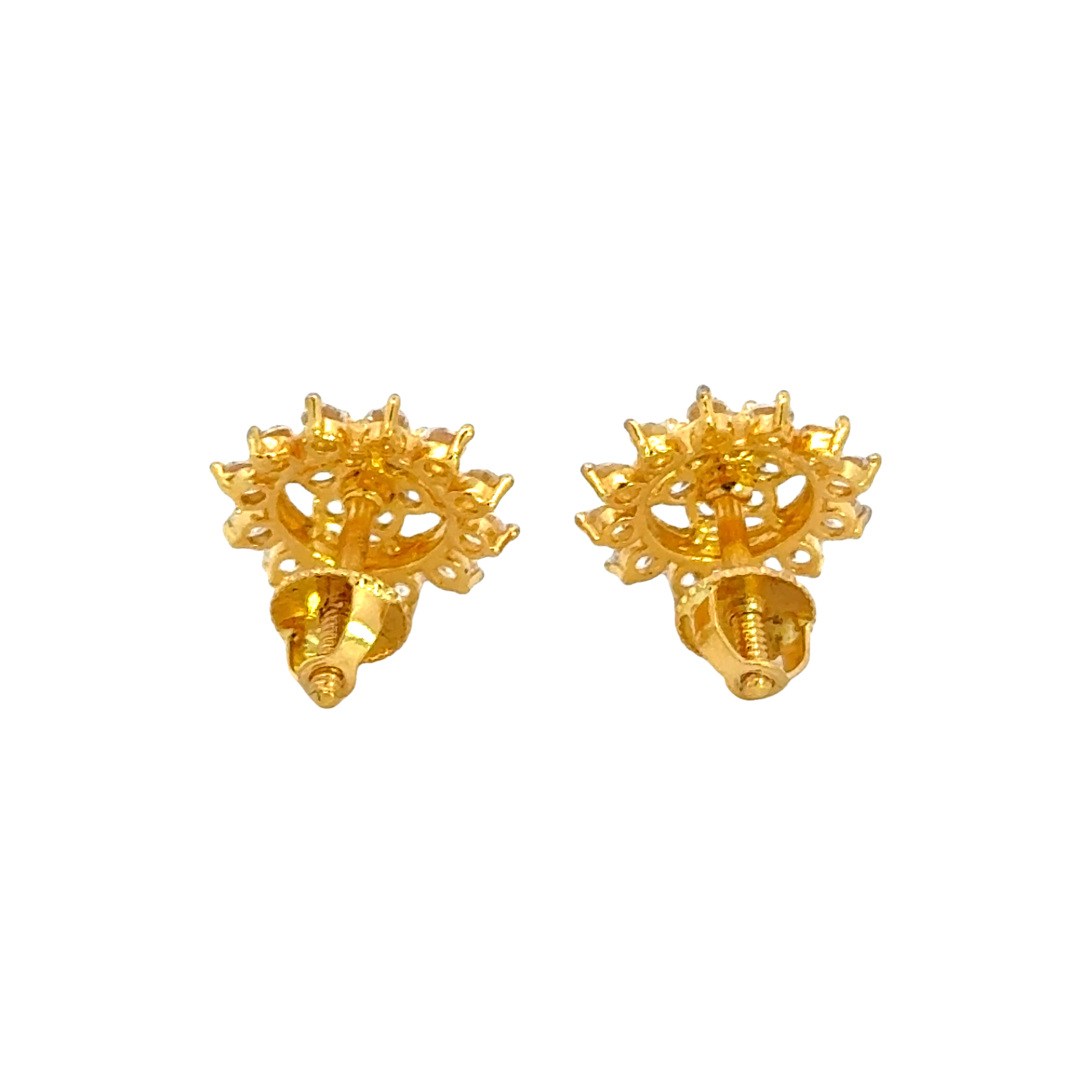 22k Yellow Cubic Zirconia Studs Antique Earrings with gold weight of 5.36g