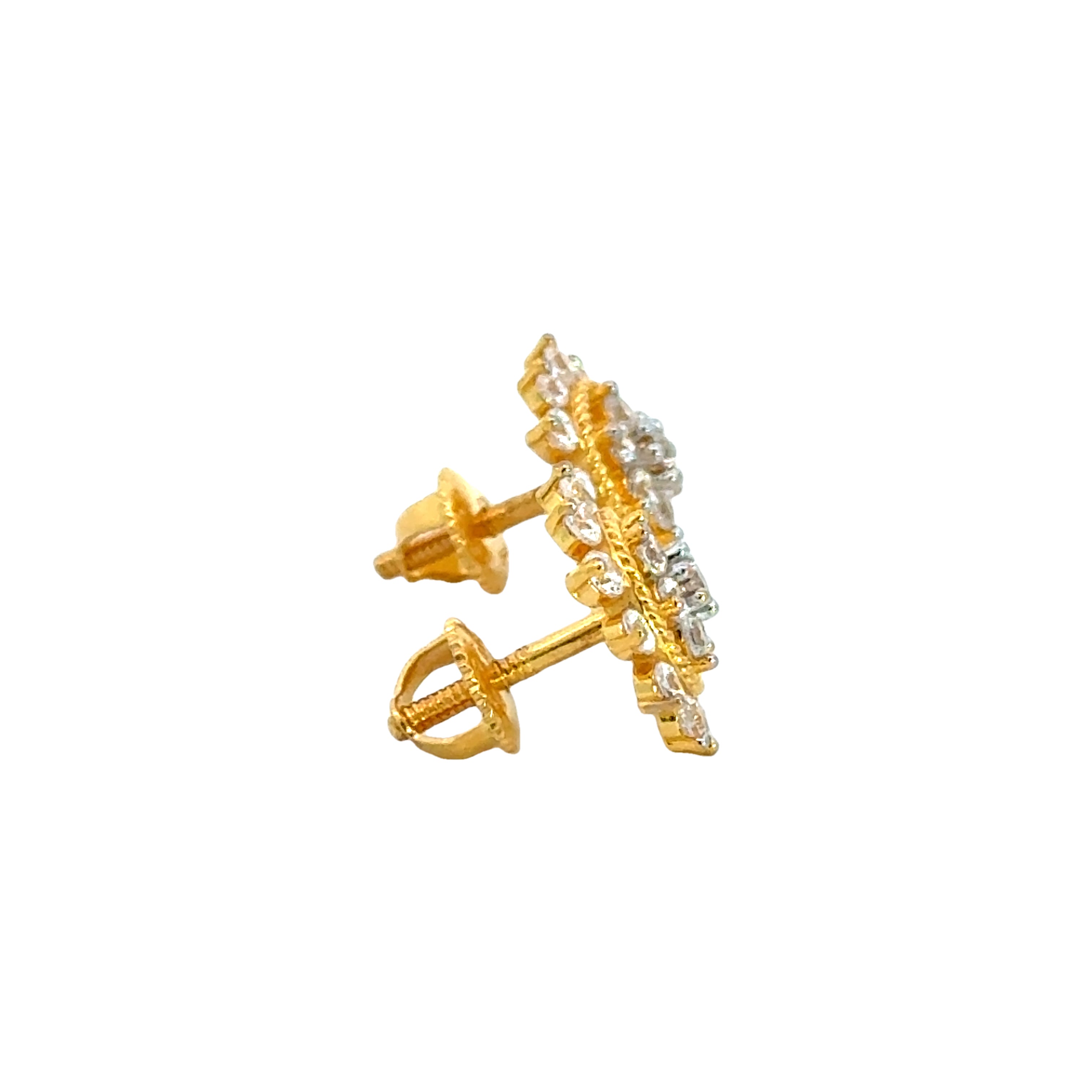 22k Yellow Cubic Zirconia Studs Antique Earrings with gold weight of 5.36g