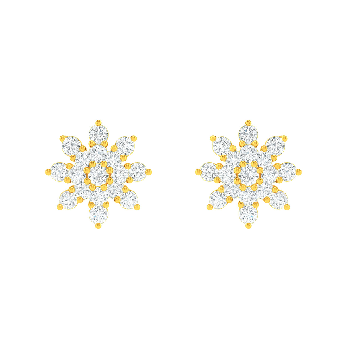 22k Yellow Cubic Zirconia Studs Fancy Earrings with gold weight of 5.71g