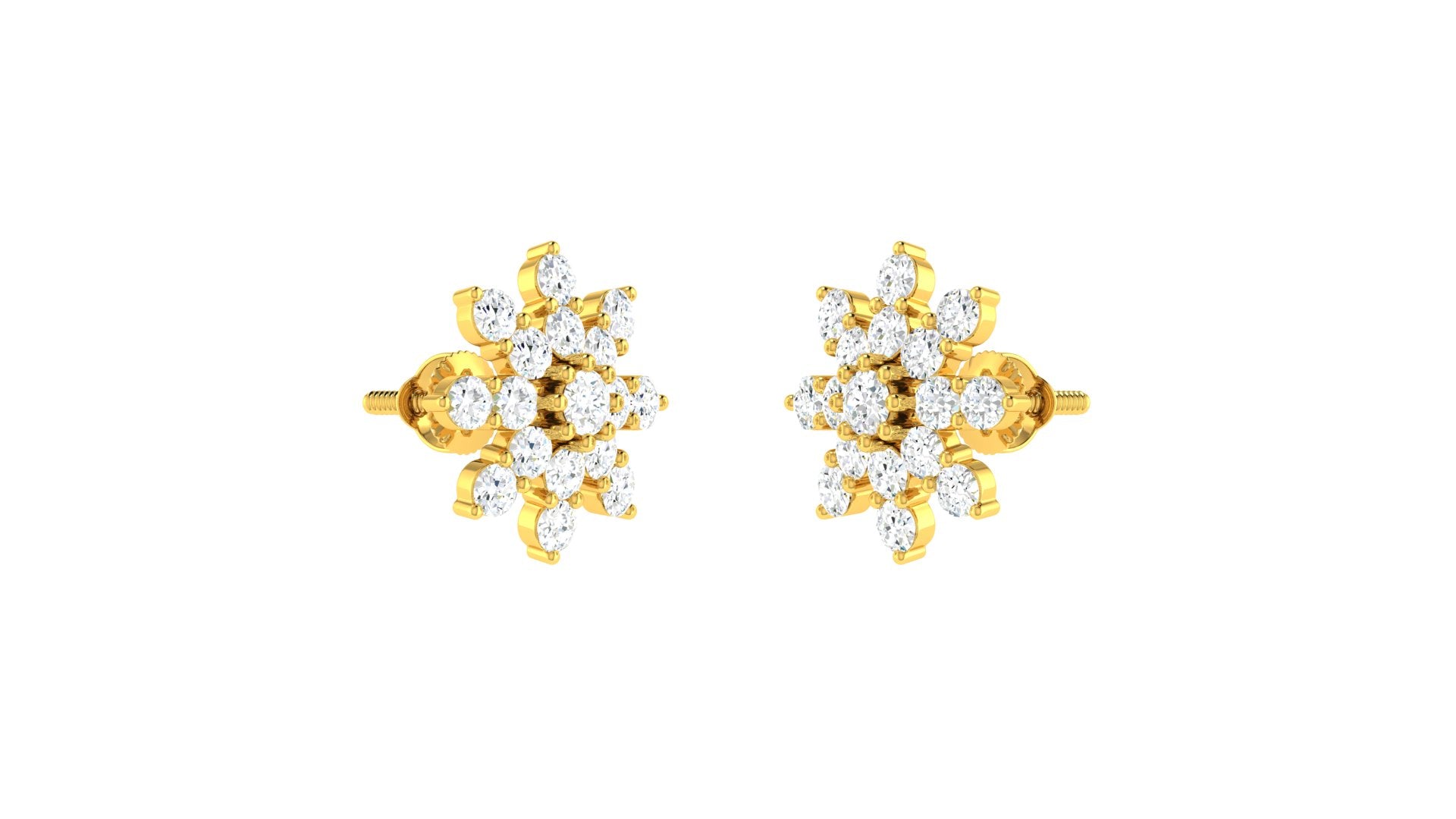 22k Yellow Cubic Zirconia Studs Fancy Earrings with gold weight of 5.73g