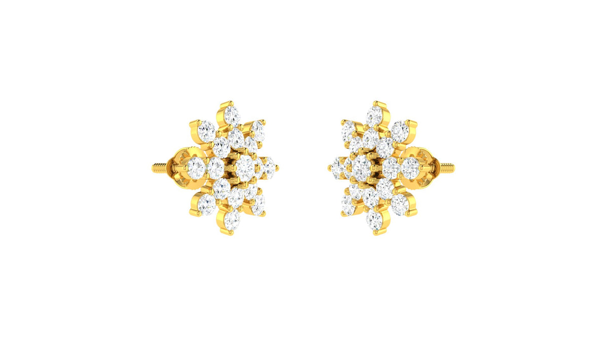 22k Yellow Cubic Zirconia Studs Fancy Earrings with gold weight of 5.73g