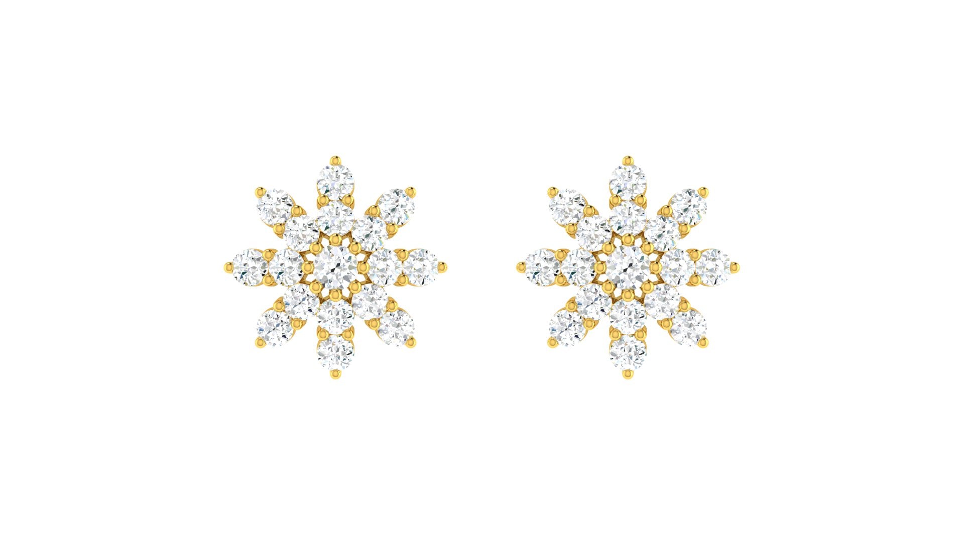 22k Yellow Cubic Zirconia Studs Fancy Earrings with gold weight of 5.73g