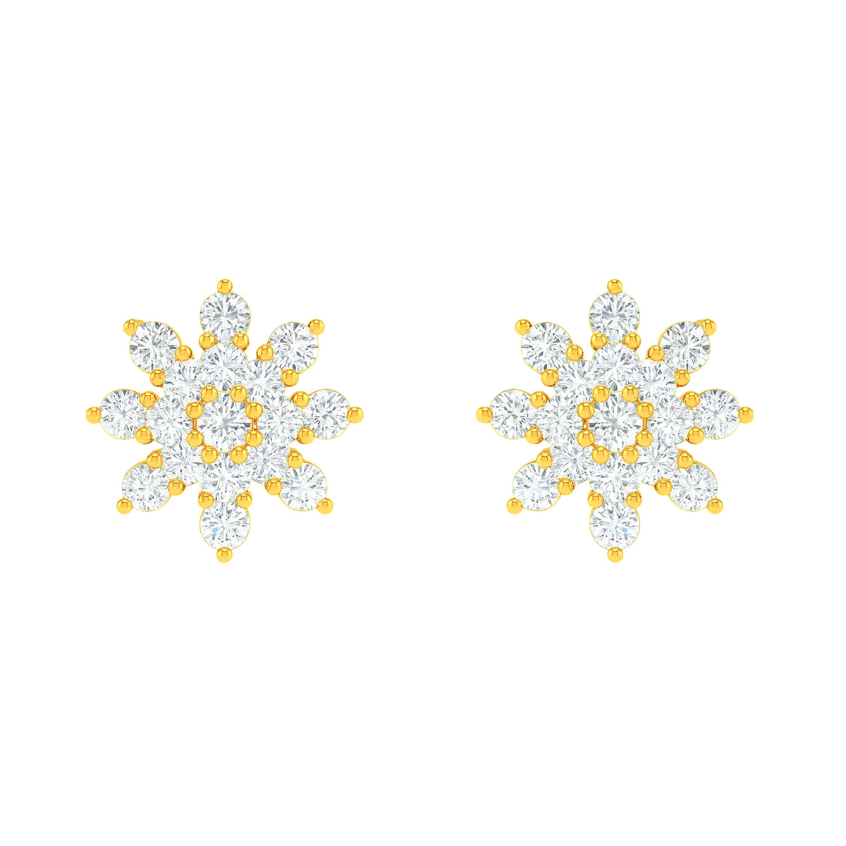 22k Yellow Cubic Zirconia Studs Fancy Earrings with gold weight of 5.73g