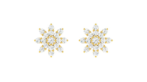 22k Yellow Cubic Zirconia Studs Fancy Earrings with gold weight of 5.73g