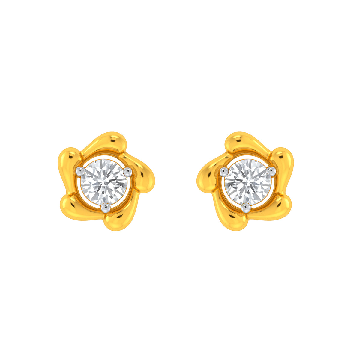 22k Yellow Cubic Zirconia Studs Antique Earrings with gold weight of 3.15g