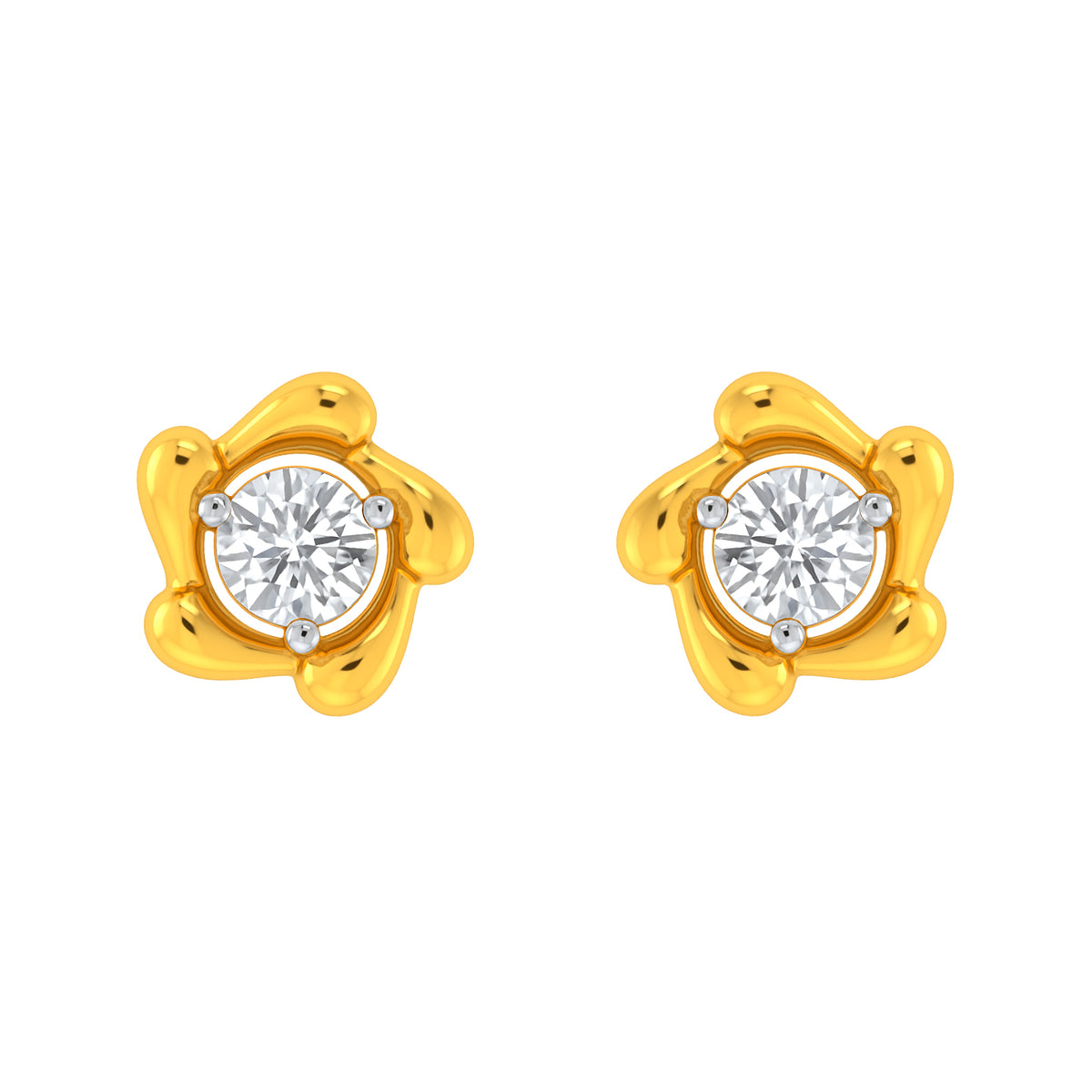 22k Yellow Cubic Zirconia Studs Antique Earrings with gold weight of 2.17g