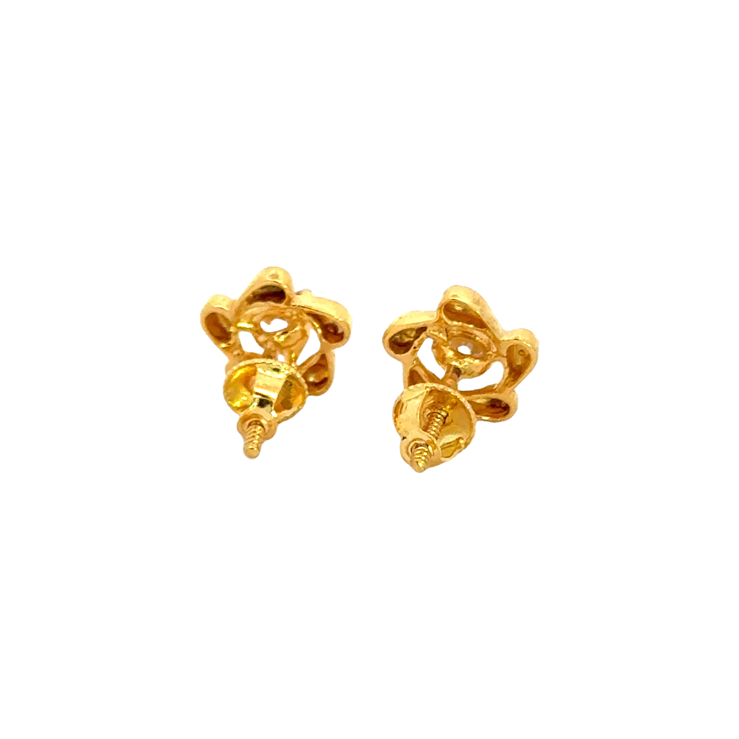 22k Yellow Cubic Zirconia Studs Antique Earrings with gold weight of 2.17g