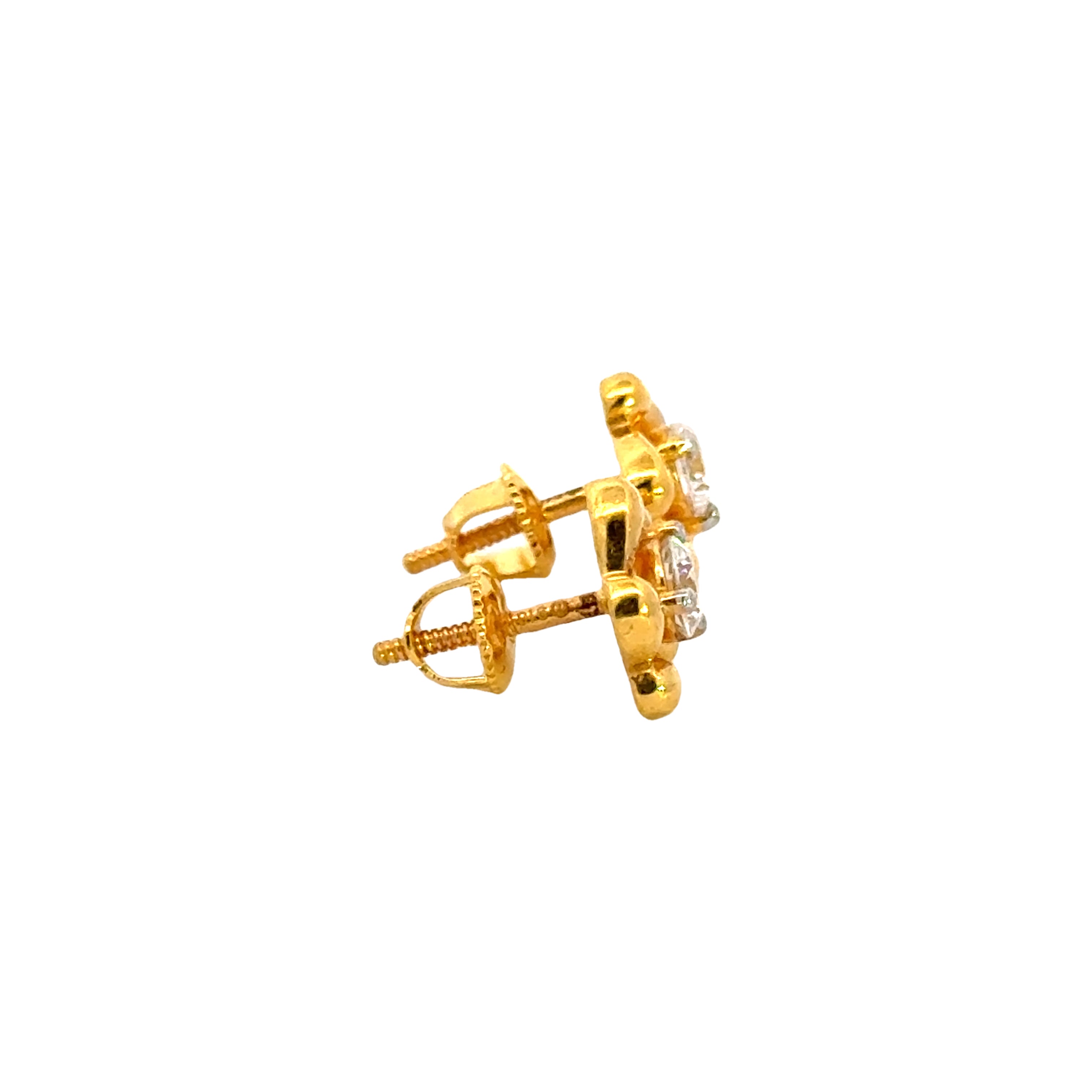 22k Yellow Cubic Zirconia Studs Antique Earrings with gold weight of 2.17g