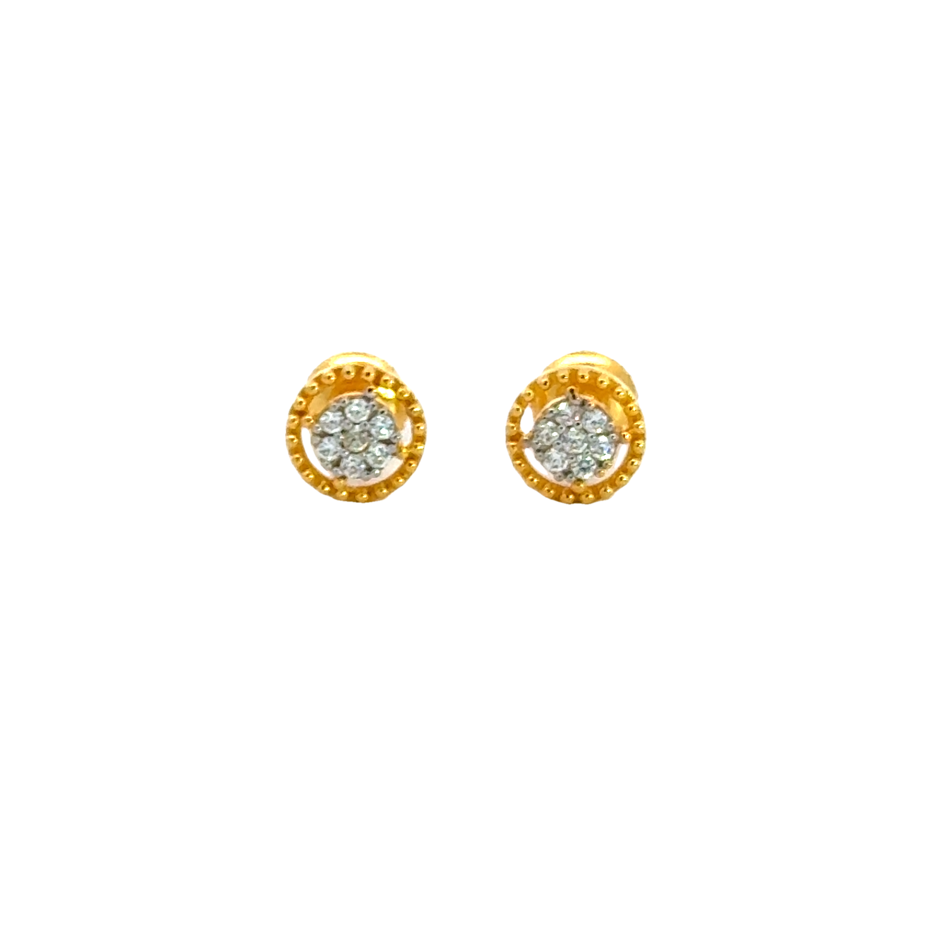 22k Yellow Cubic Zirconia Studs Fancy Earrings with gold weight of 1.9g