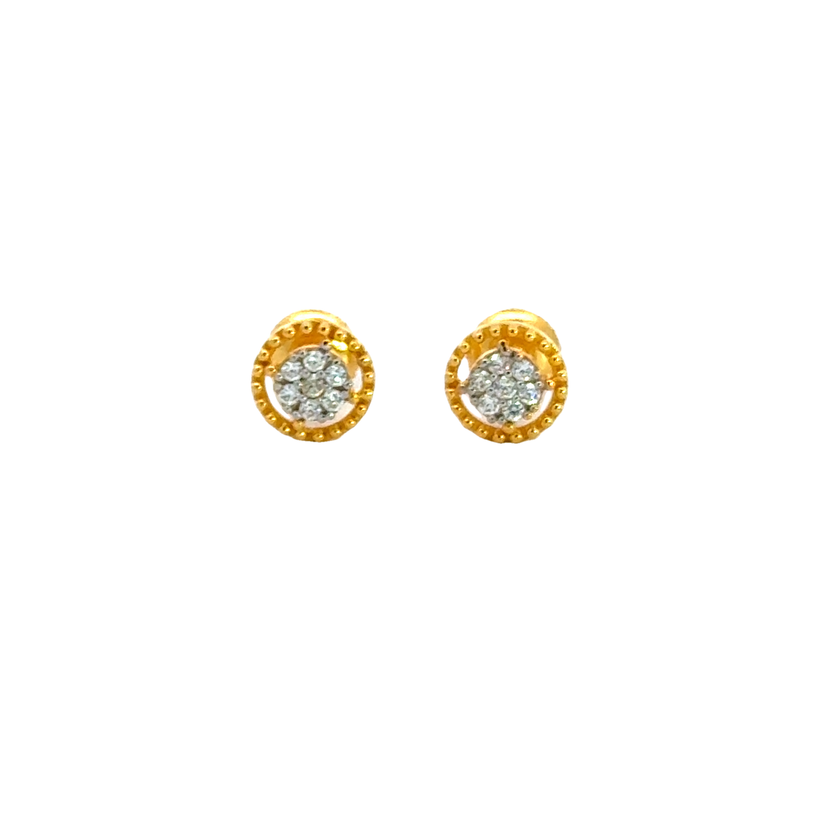 22k Yellow Cubic Zirconia Studs Fancy Earrings with gold weight of 1.9g