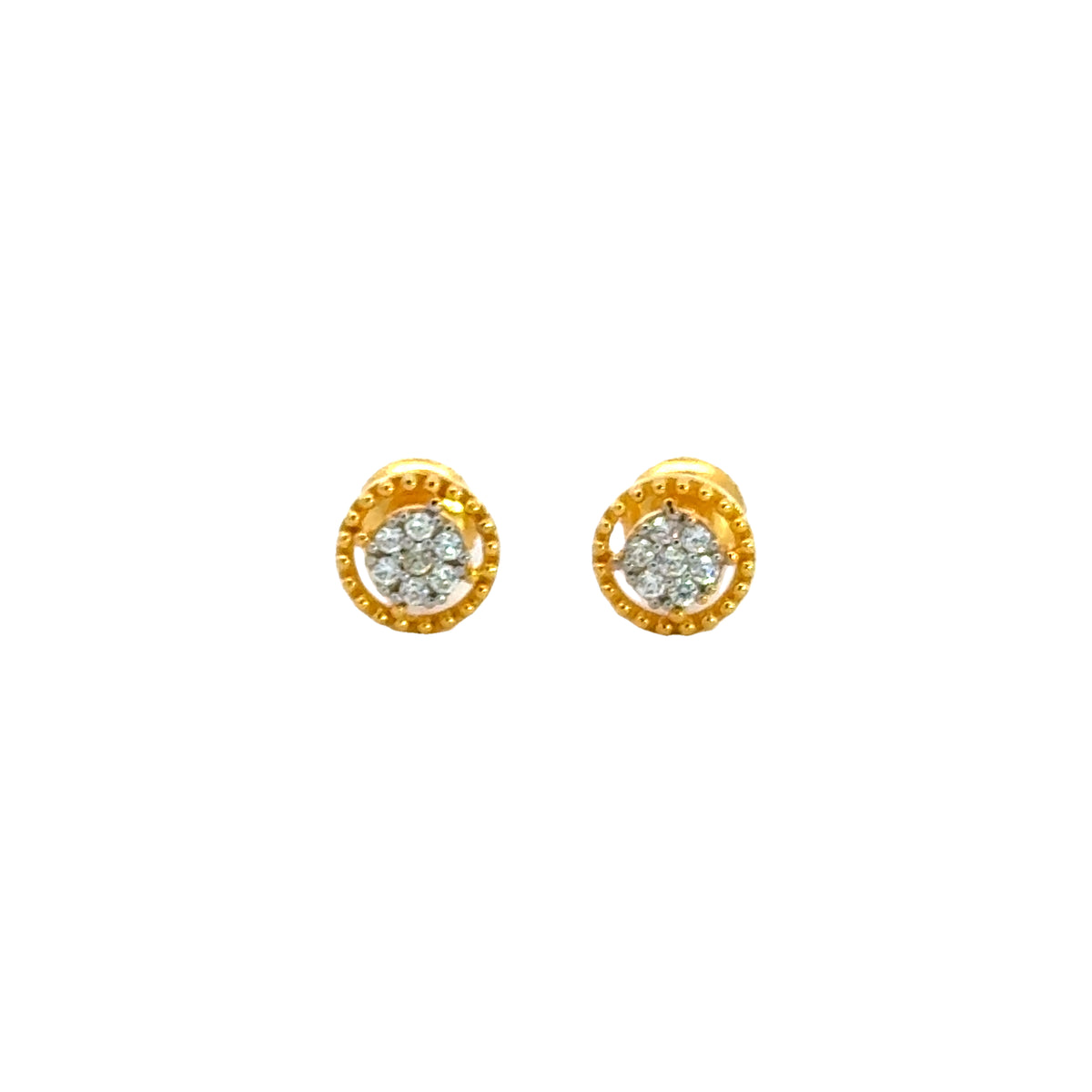 22k Yellow Cubic Zirconia Studs Fancy Earrings with gold weight of 1.9g