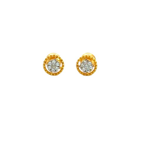 22k Yellow Cubic Zirconia Studs Fancy Earrings with gold weight of 1.9g