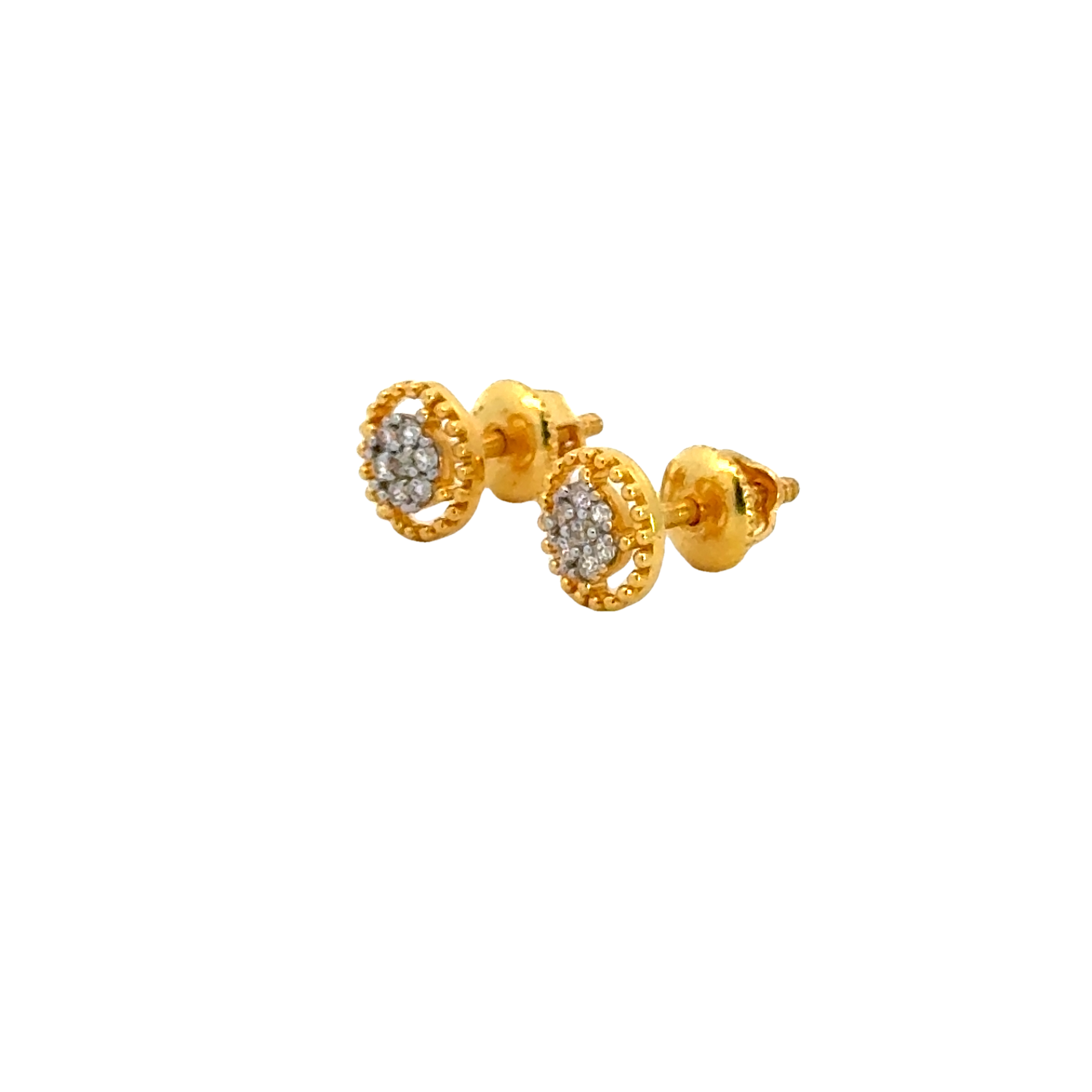 22k Yellow Cubic Zirconia Studs Fancy Earrings with gold weight of 1.9g