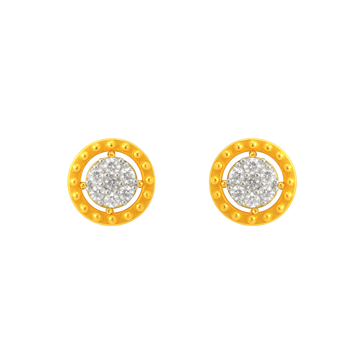 22k Yellow Cubic Zirconia Studs Fancy Earrings with gold weight of 1.9g