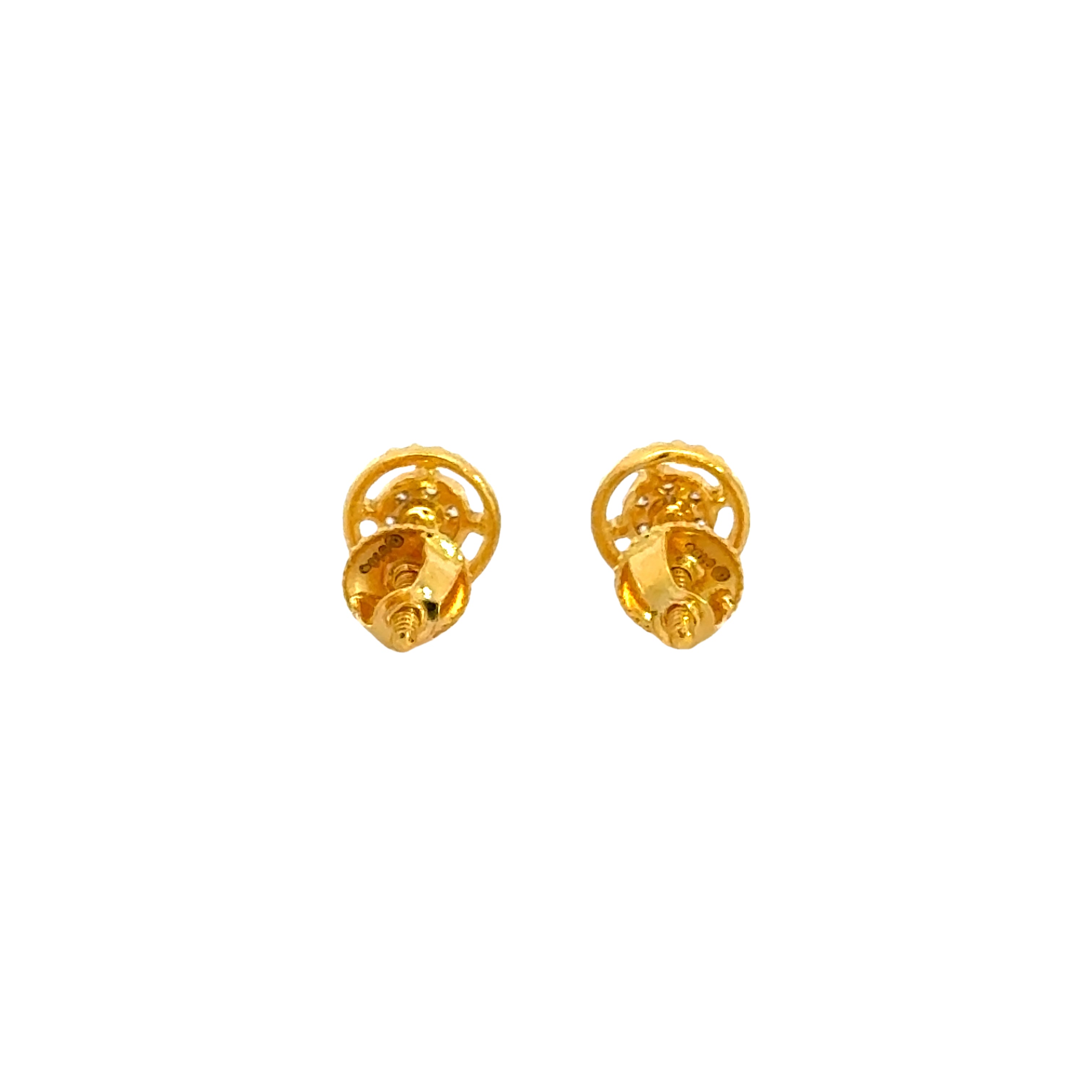 22k Yellow Cubic Zirconia Studs Fancy Earrings with gold weight of 1.9g