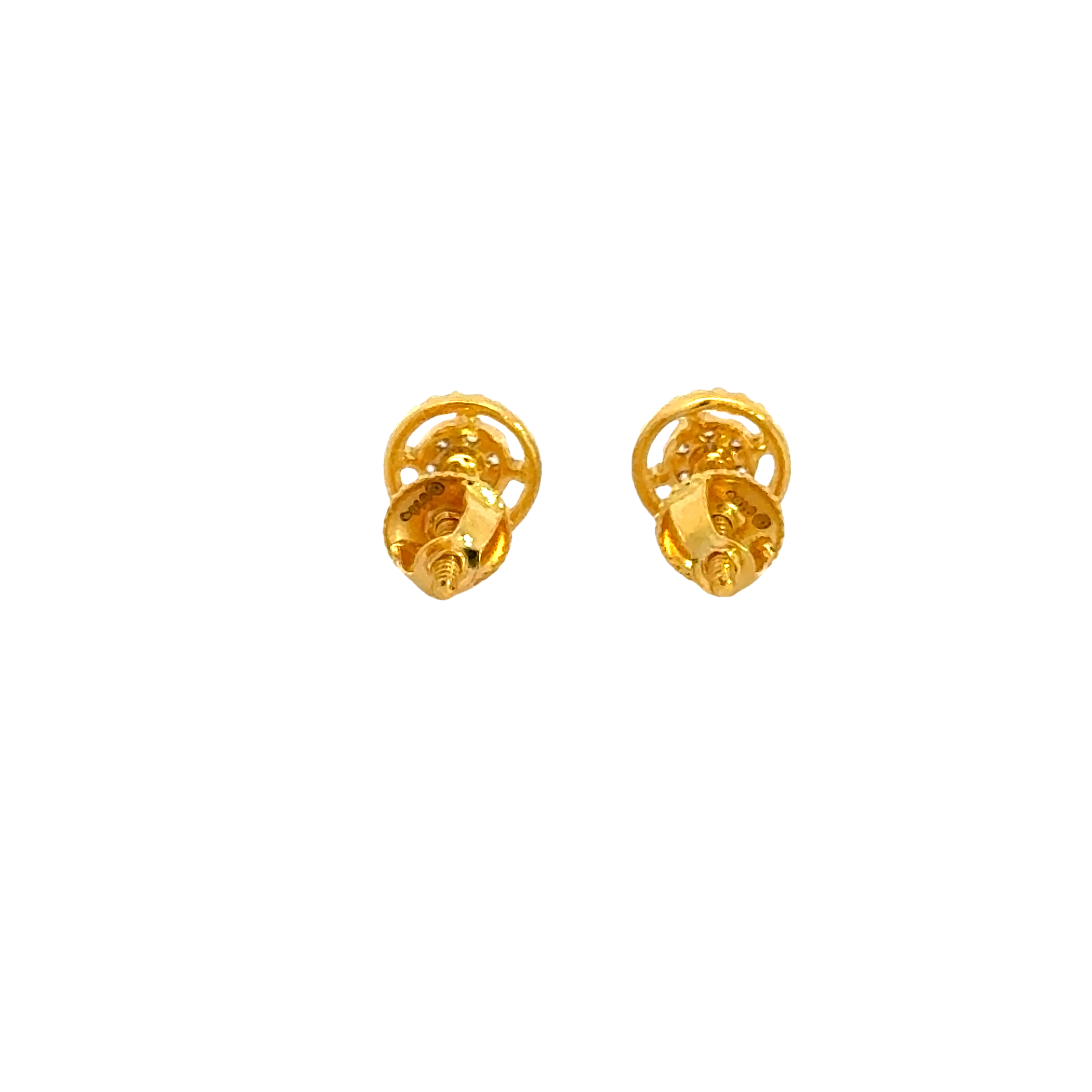 22k Yellow Cubic Zirconia Studs Fancy Earrings with gold weight of 1.9g