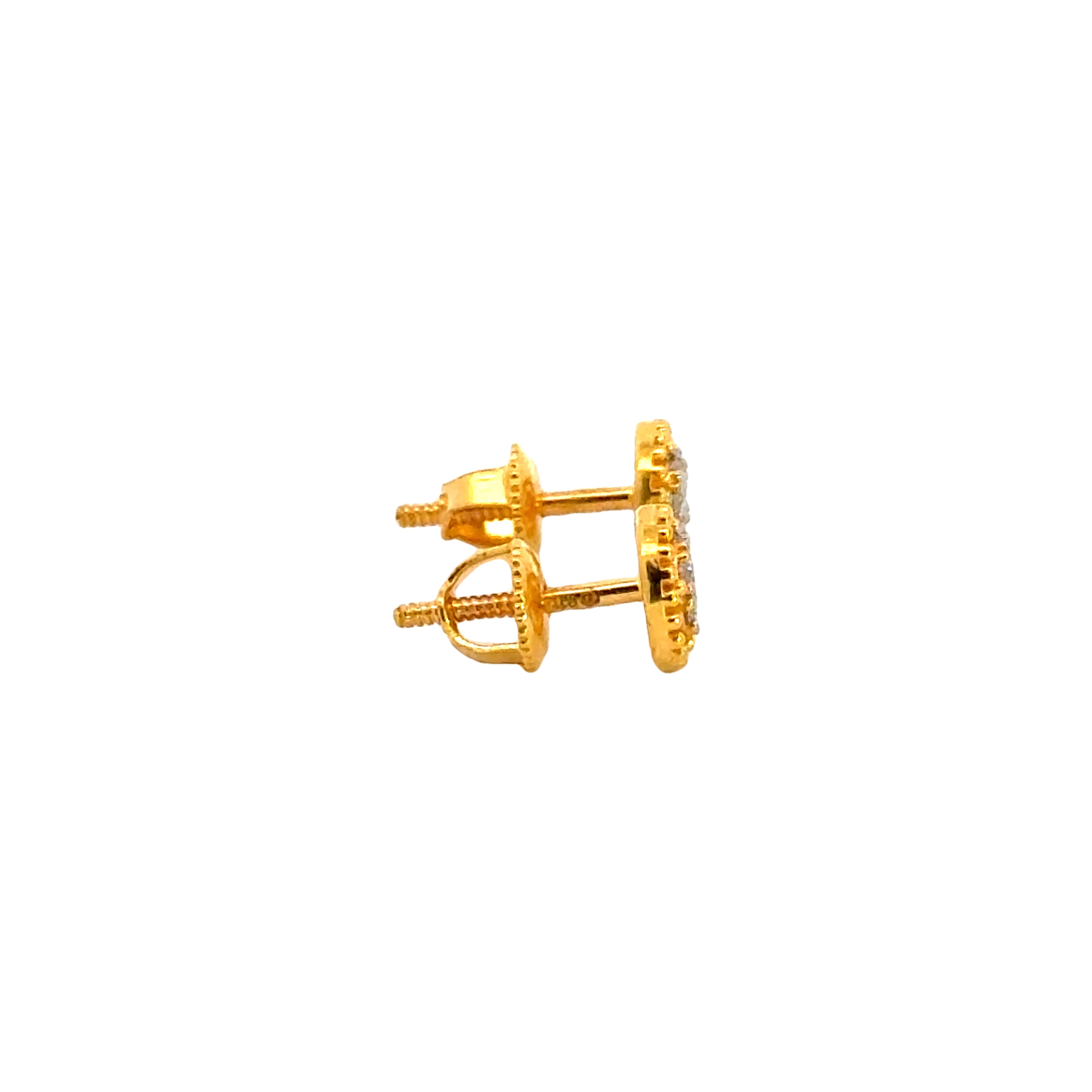 22k Yellow Cubic Zirconia Studs Fancy Earrings with gold weight of 1.9g