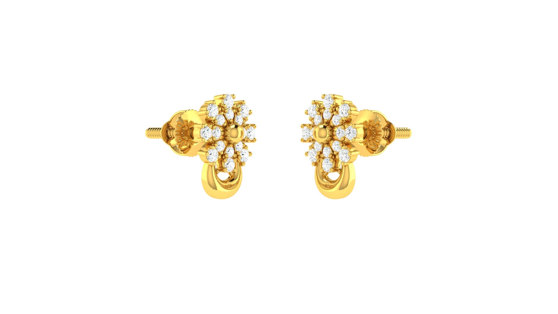 22k Yellow Cubic Zirconia Studs Earrings with gold weight of 2.32g