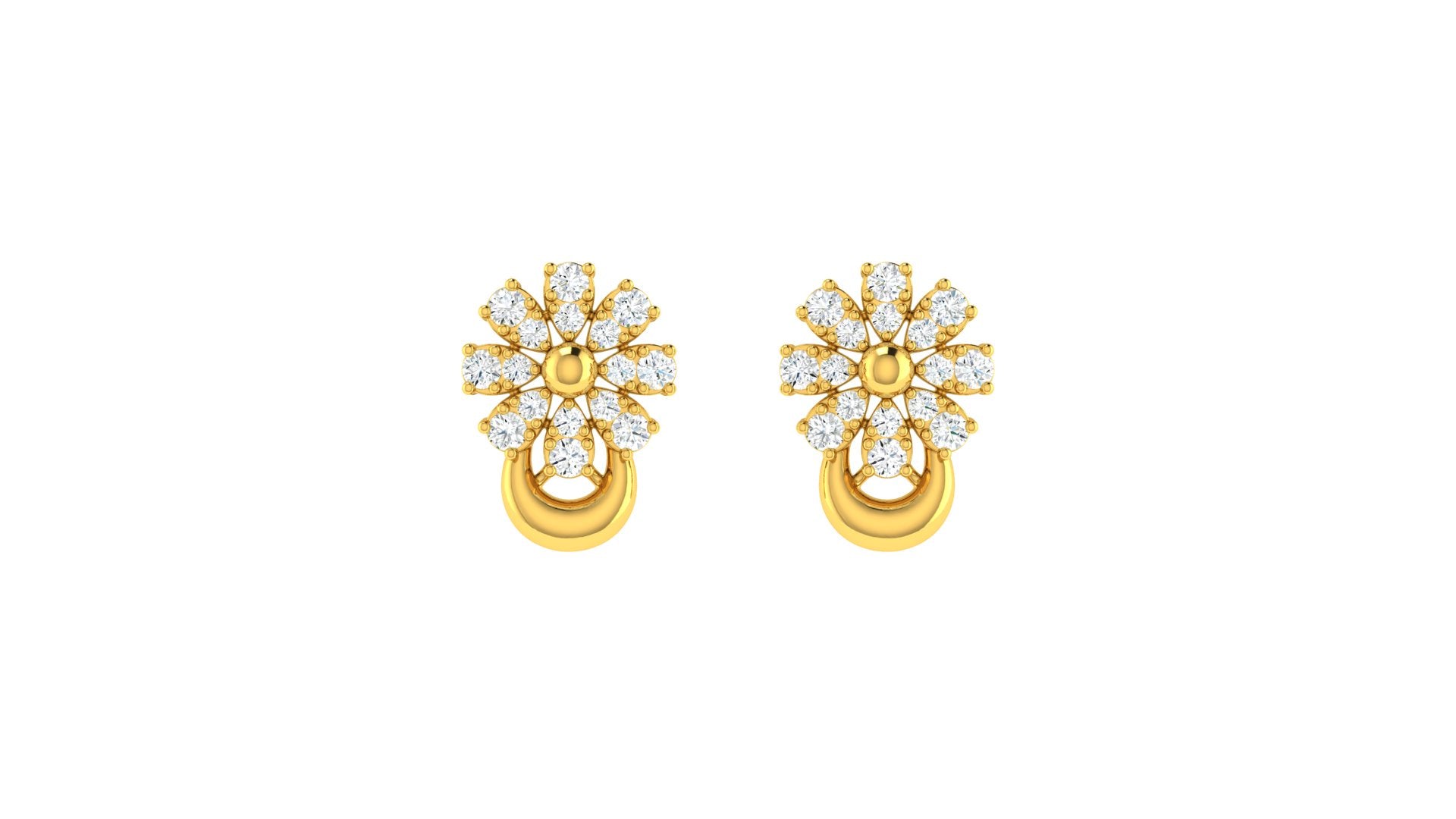 22k Yellow Cubic Zirconia Studs Earrings with gold weight of 2.32g