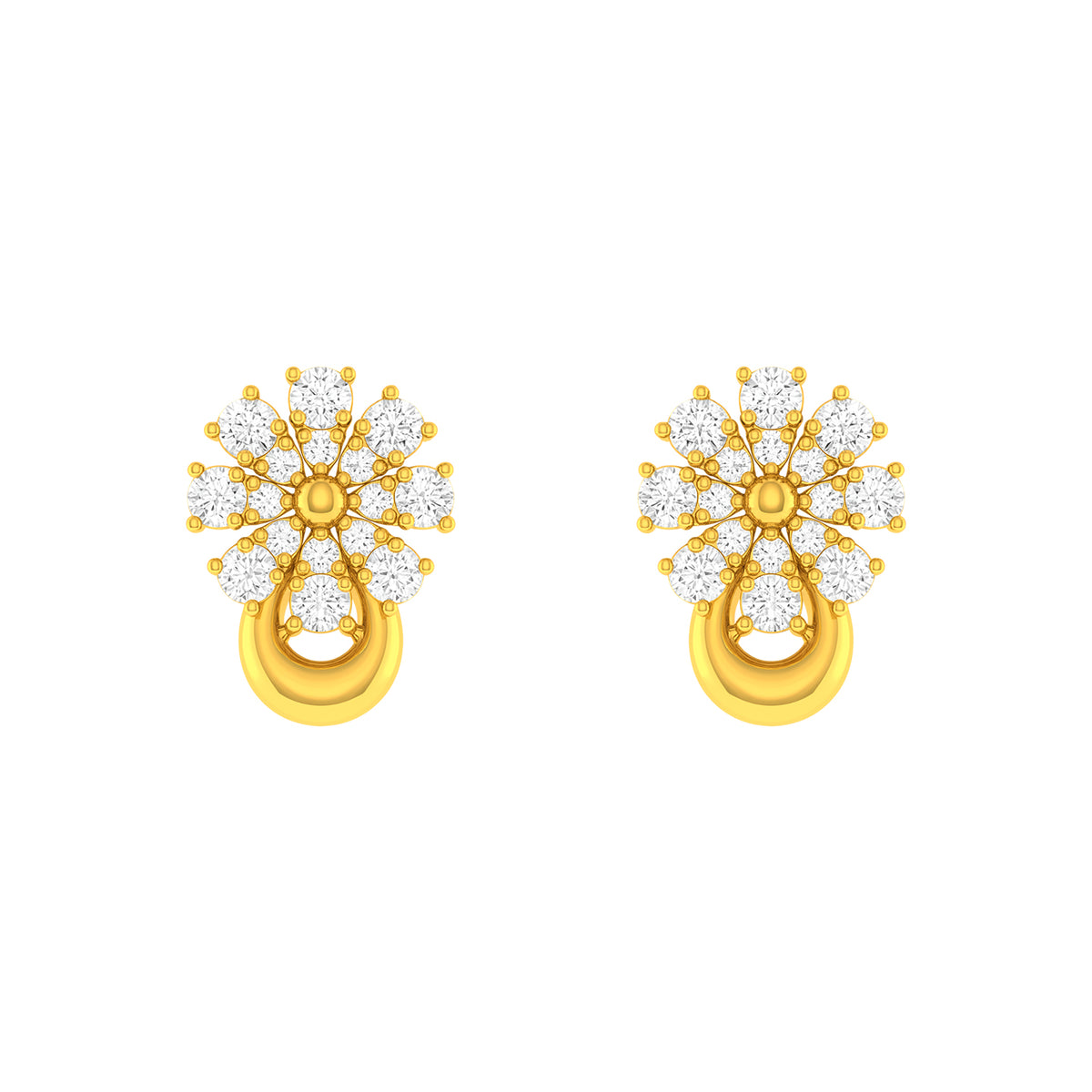 22k Yellow Cubic Zirconia Studs Earrings with gold weight of 2.32g