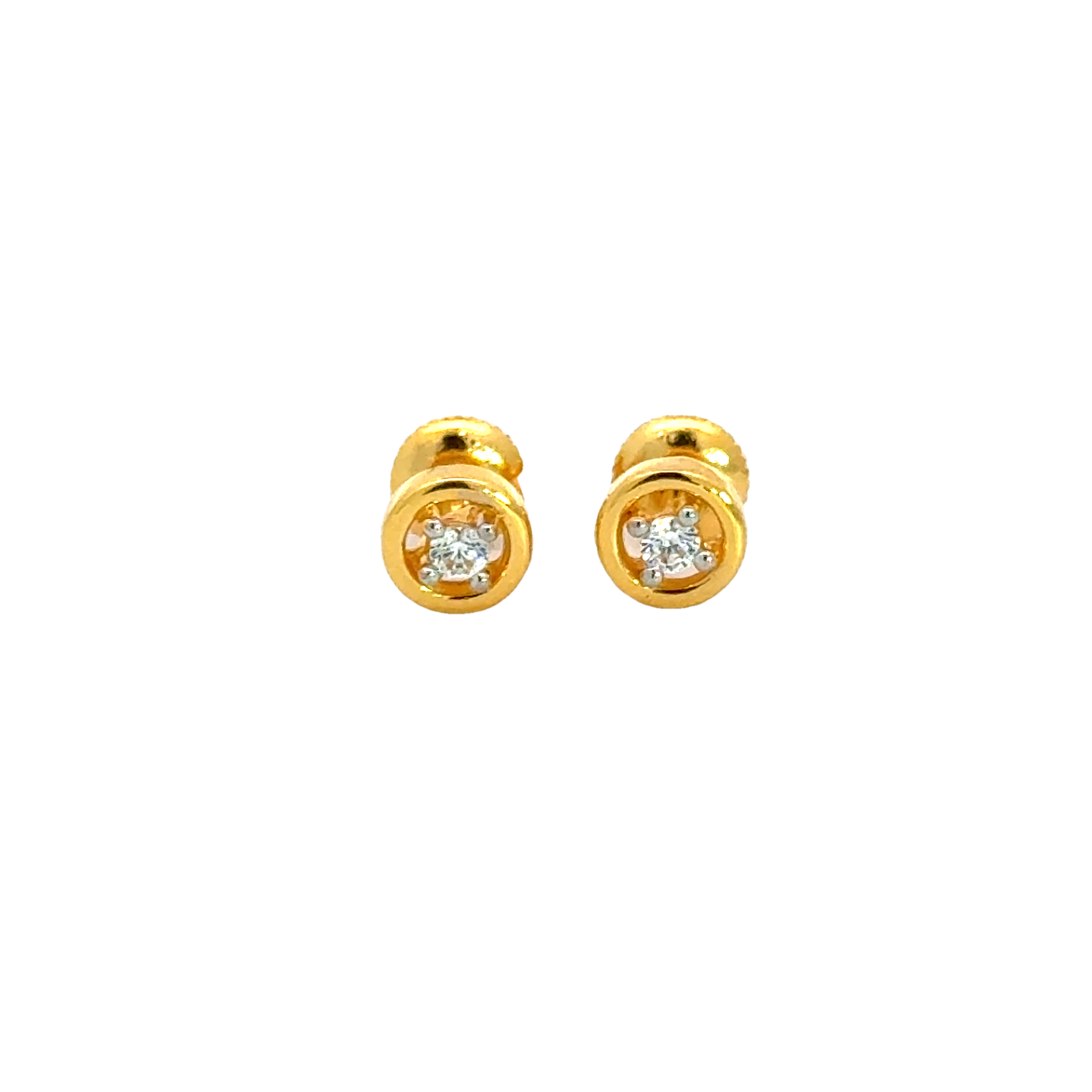 22k Yellow Cubic Zirconia Studs Fancy Earrings with gold weight of 1.95g