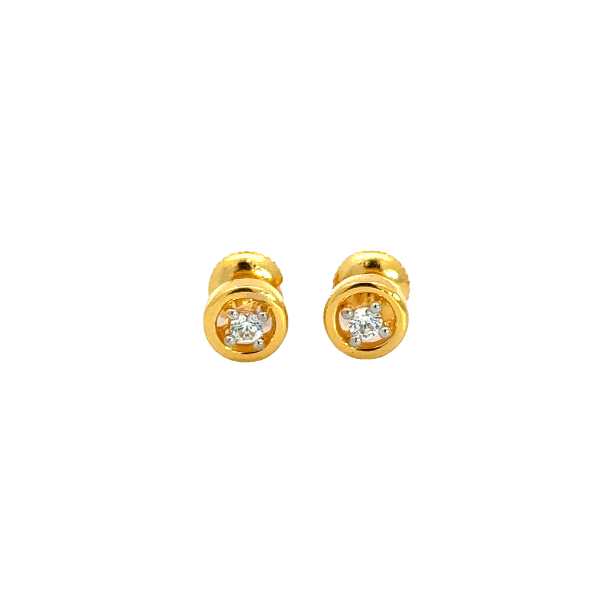 22k Yellow Cubic Zirconia Studs Fancy Earrings with gold weight of 1.95g