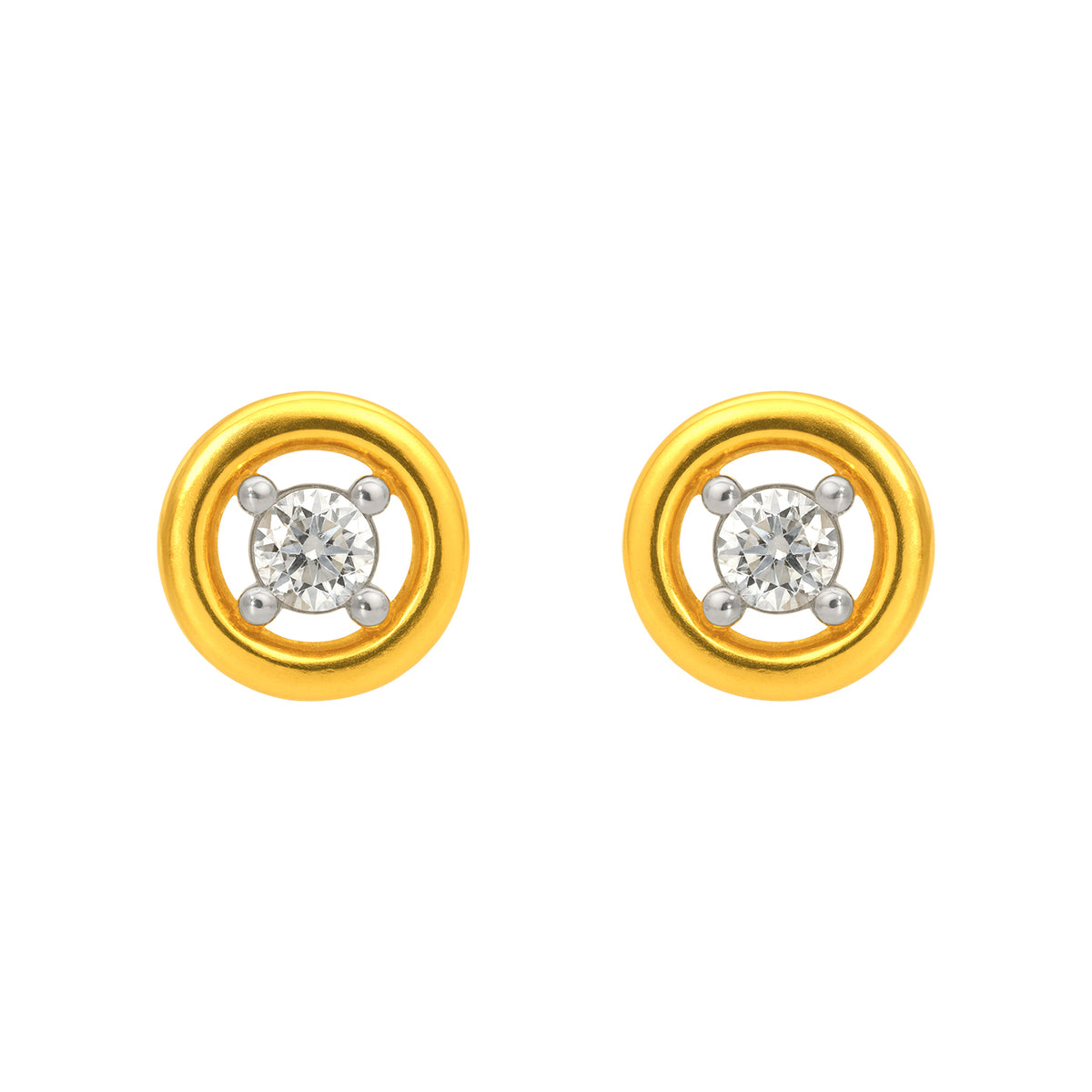 22k Yellow Cubic Zirconia Studs Fancy Earrings with gold weight of 1.95g
