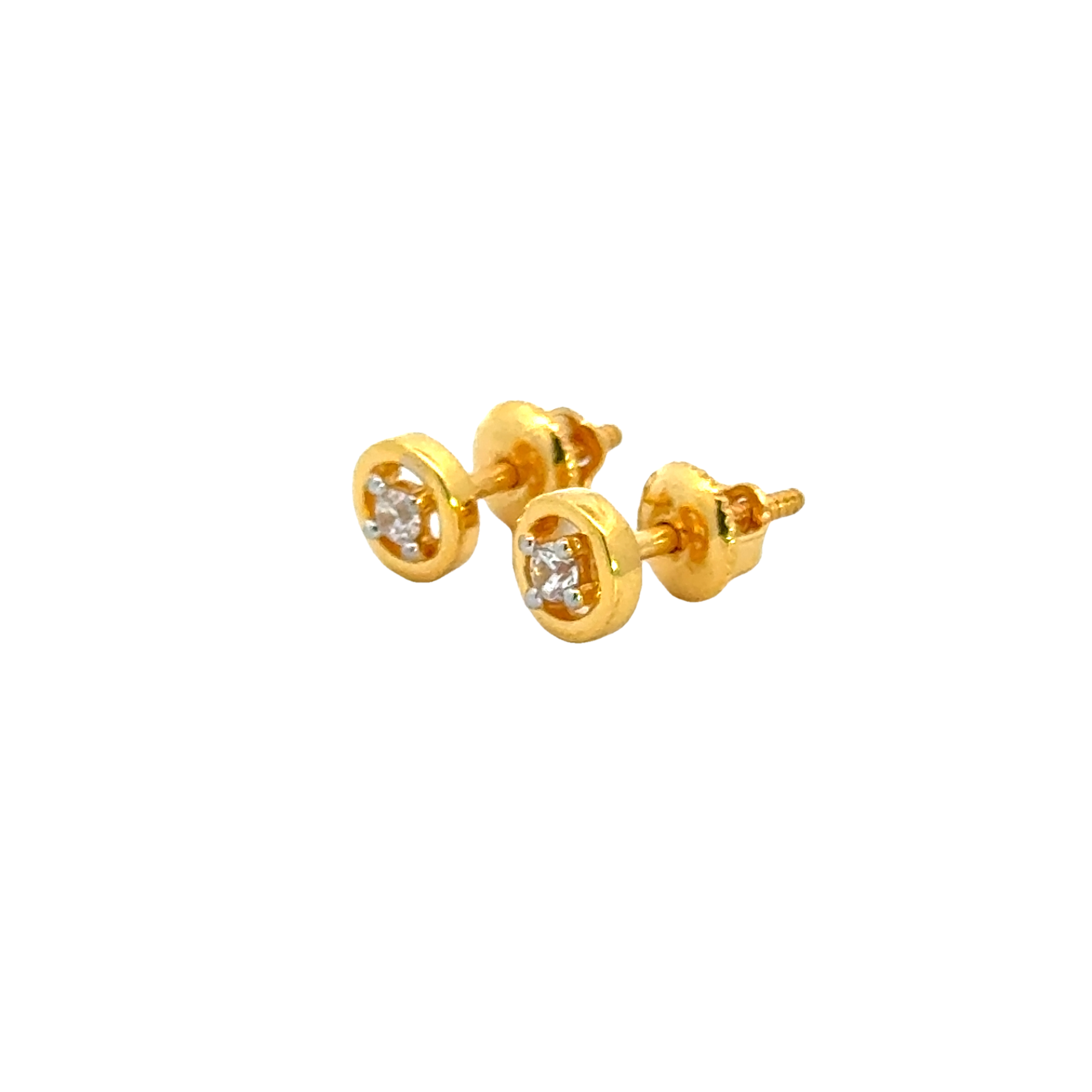 22k Yellow Cubic Zirconia Studs Fancy Earrings with gold weight of 1.95g