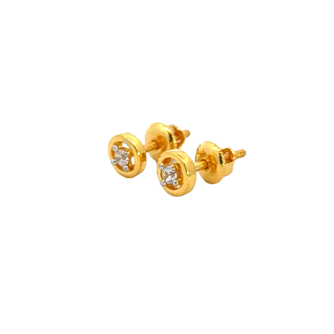 22k Yellow Cubic Zirconia Studs Fancy Earrings with gold weight of 1.95g