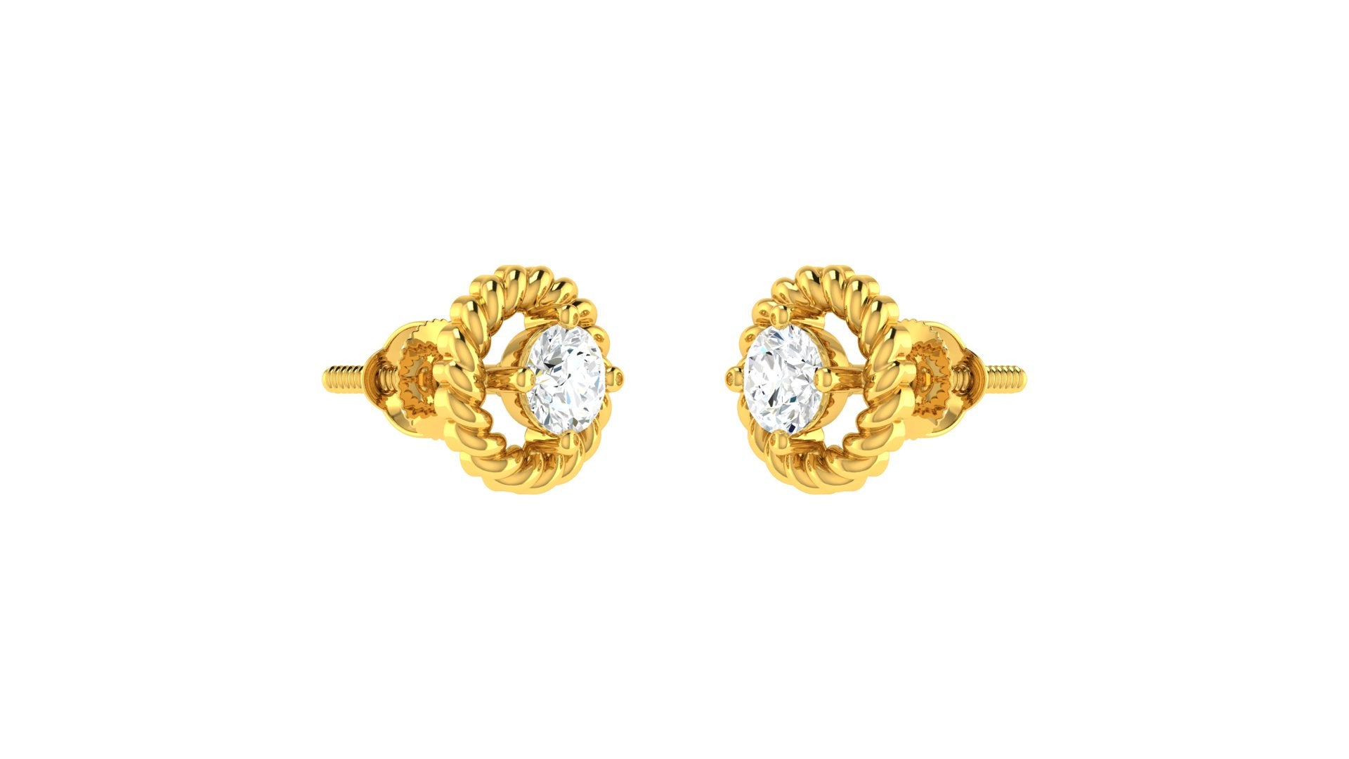 22k Yellow Cubic Zirconia Studs Earrings with gold weight of 3g