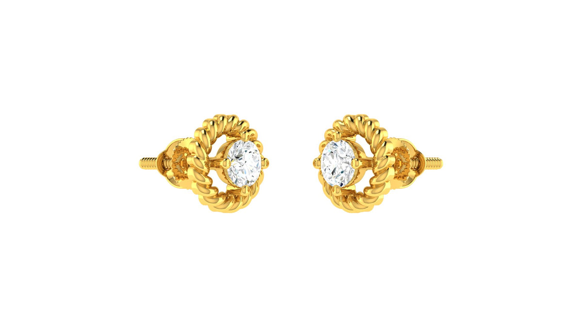 22k Yellow Cubic Zirconia Studs Earrings with gold weight of 3g