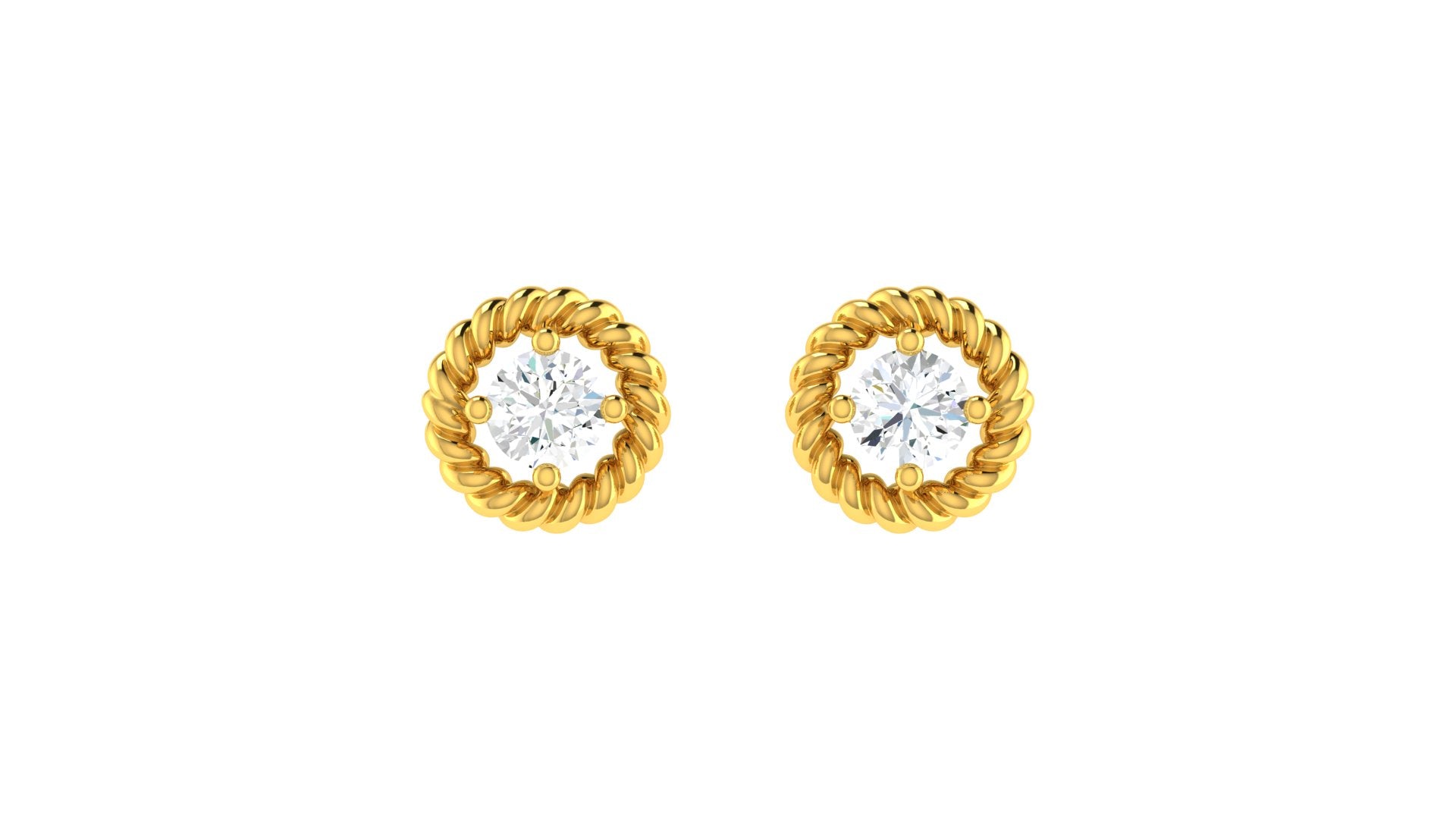 22k Yellow Cubic Zirconia Studs Earrings with gold weight of 3g