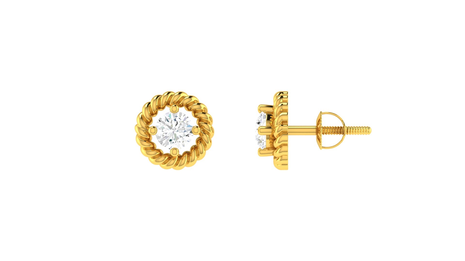 22k Yellow Cubic Zirconia Studs Earrings with gold weight of 3g