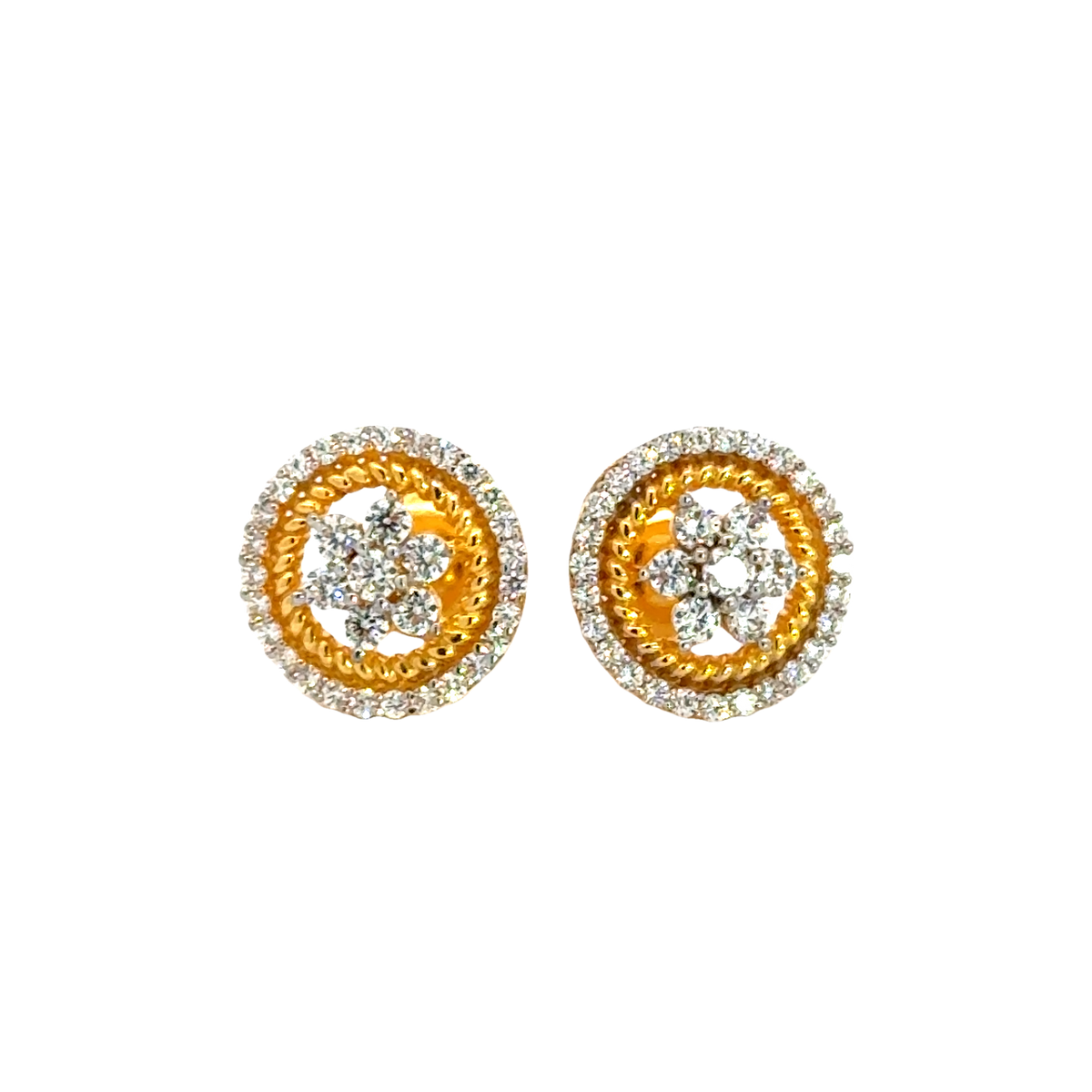 22k Yellow Cubic Zirconia Studs Fancy Earrings with gold weight of 4.53g