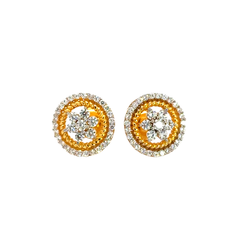 22k Yellow Cubic Zirconia Studs Fancy Earrings with gold weight of 4.53g