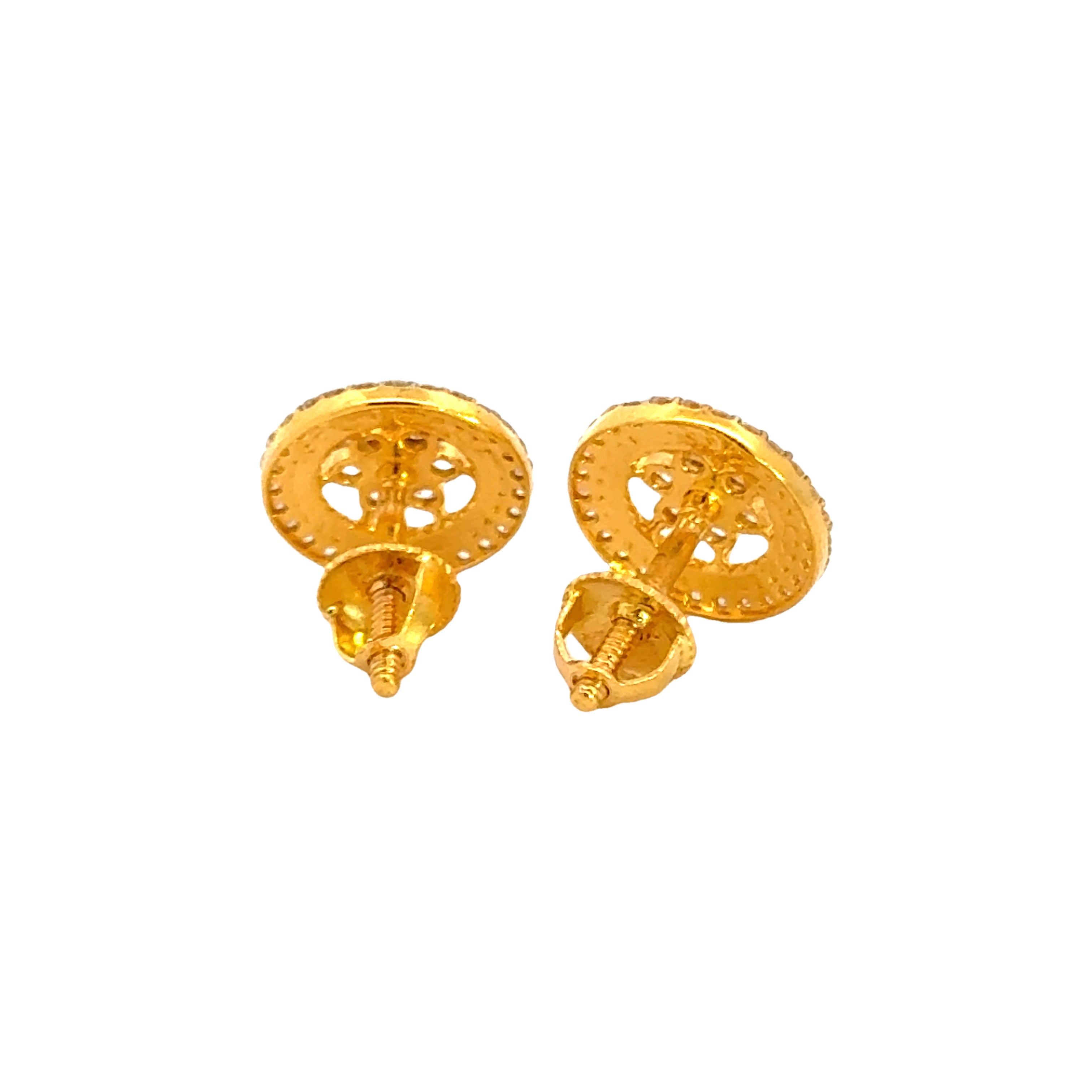 22k Yellow Cubic Zirconia Studs Fancy Earrings with gold weight of 4.53g